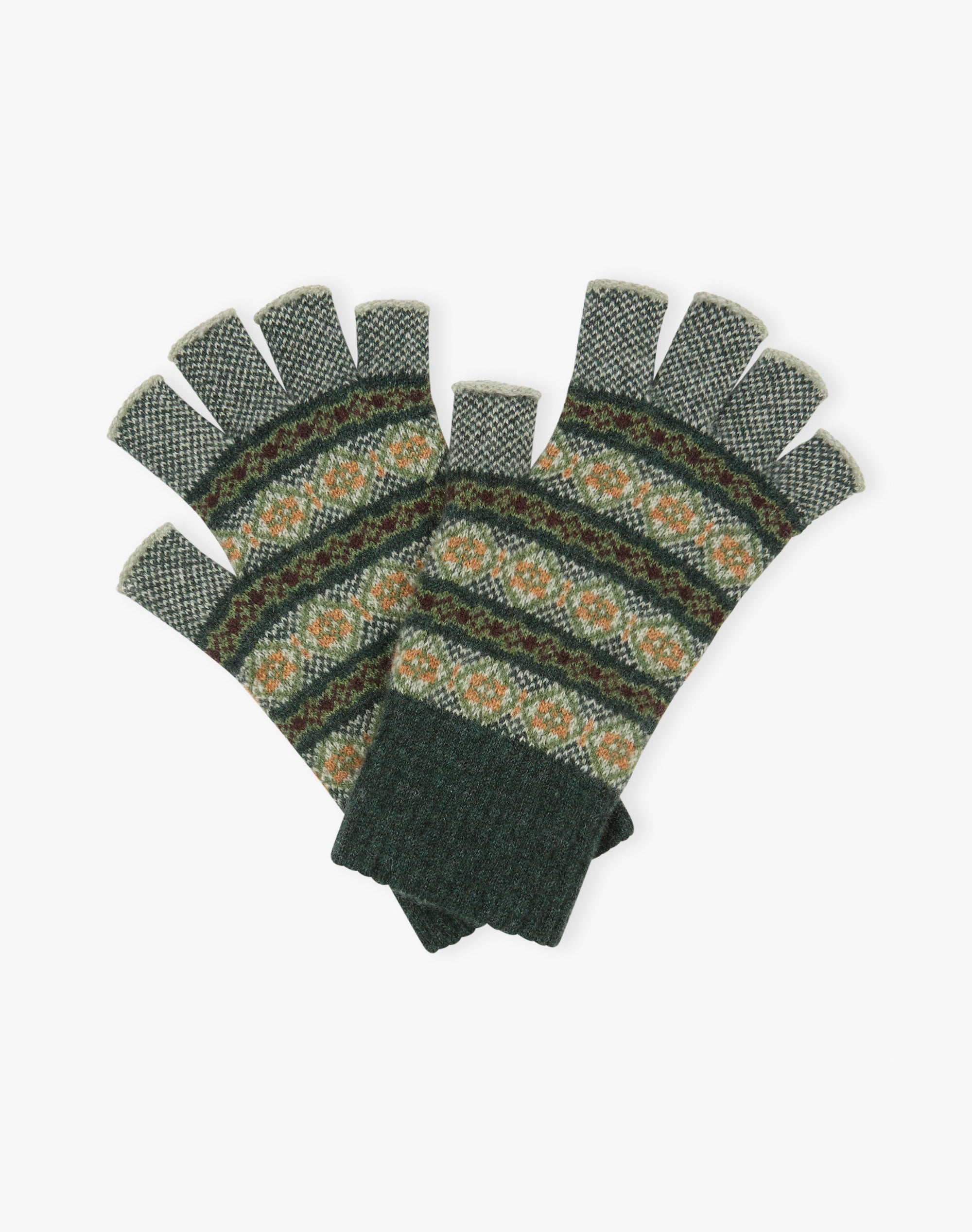 Women's Cashmere Folk Fingerless Gloves