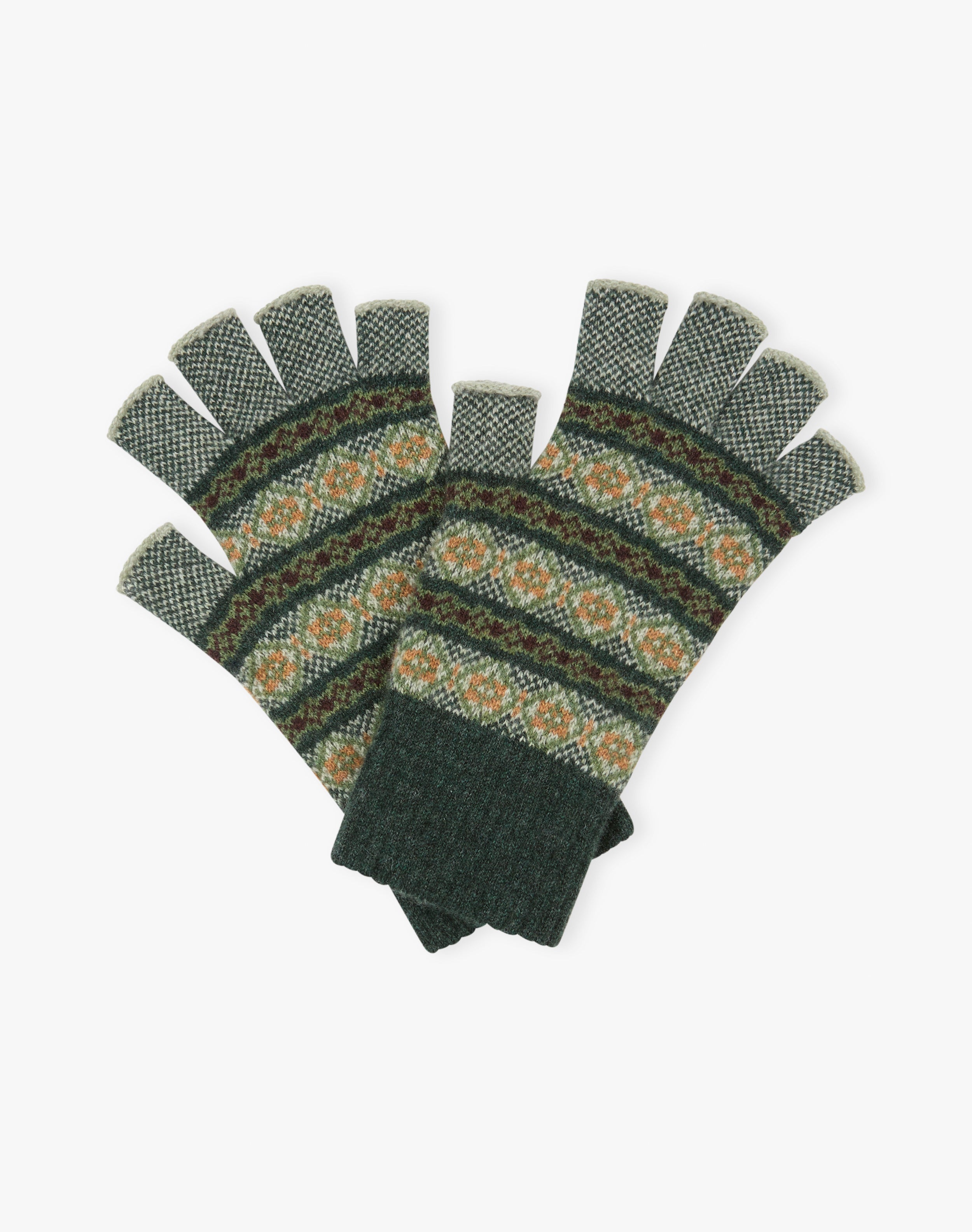 Women's Cashmere Folk Fingerless Gloves