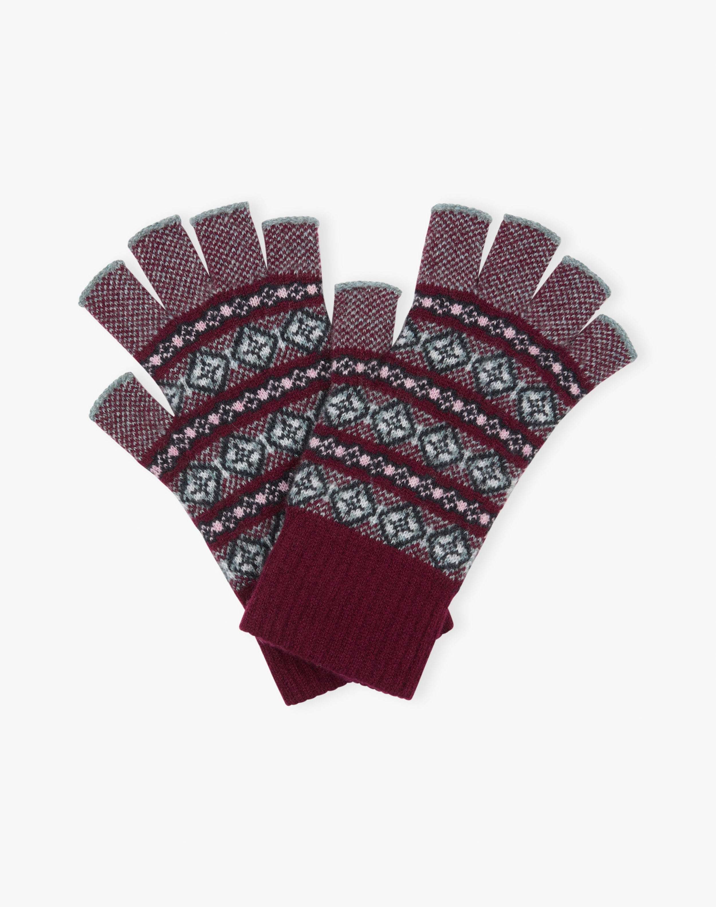 Women's Cashmere Folk Fingerless Gloves