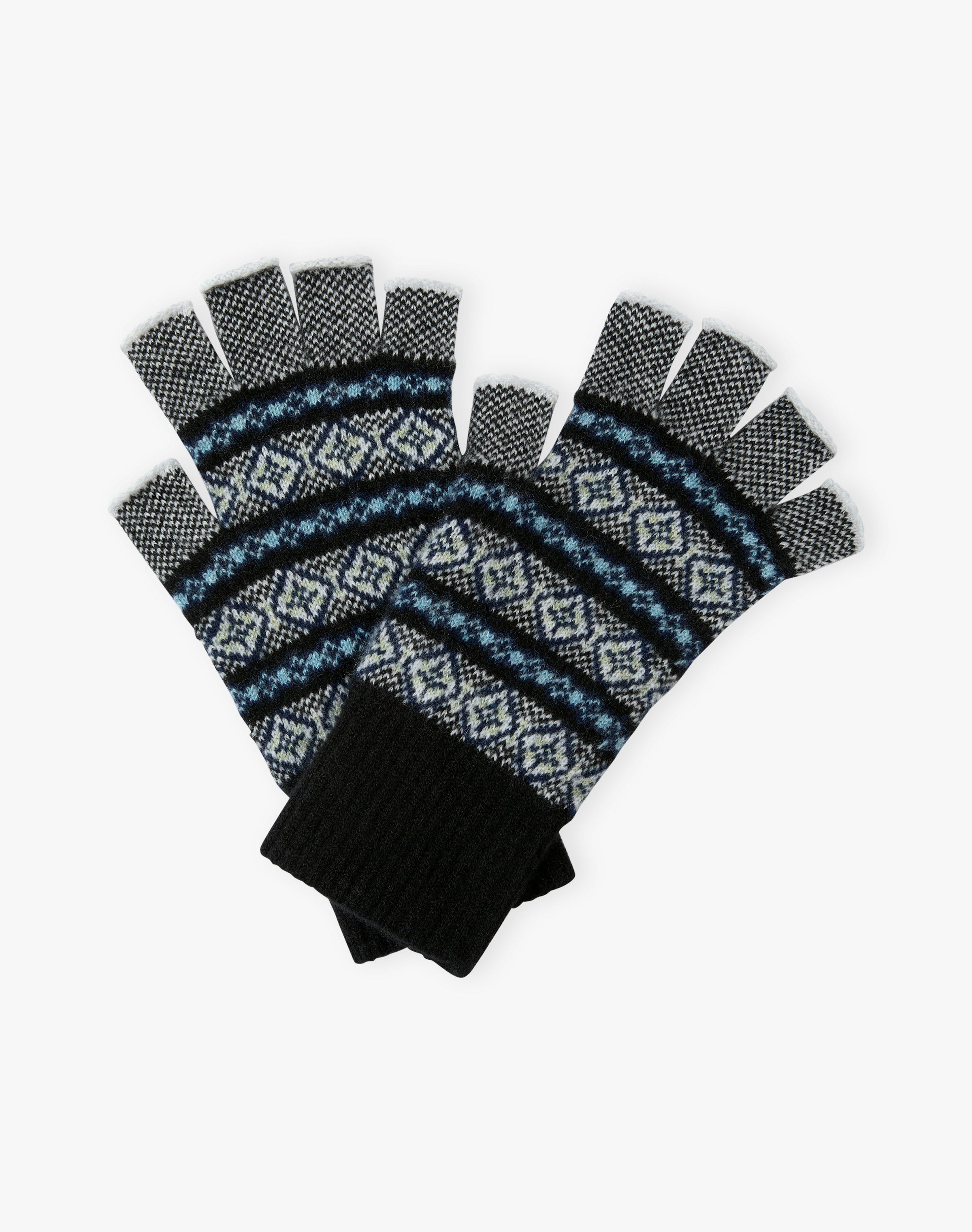 Women's Cashmere Folk Fingerless Gloves