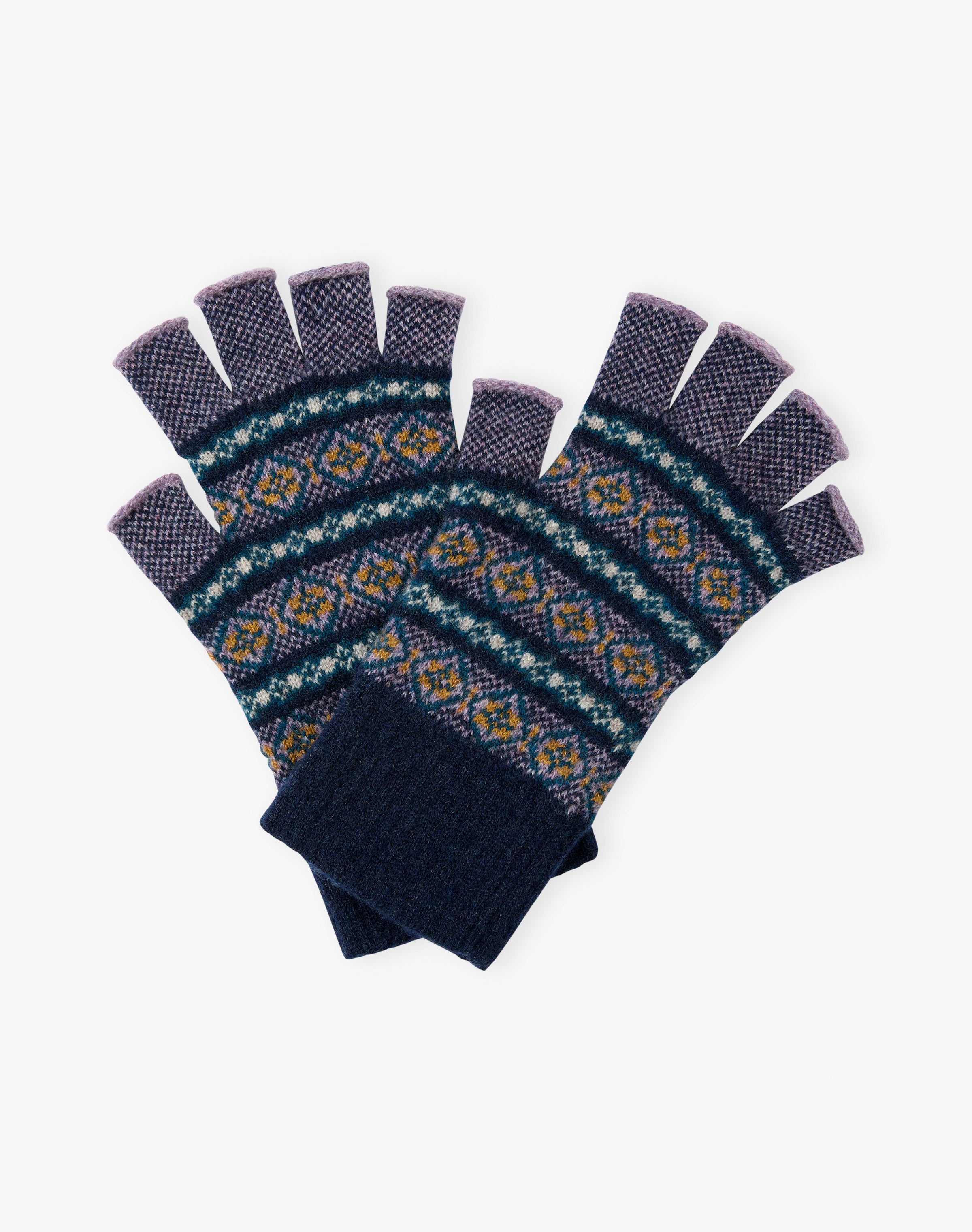 Women's Cashmere Folk Fingerless Gloves
