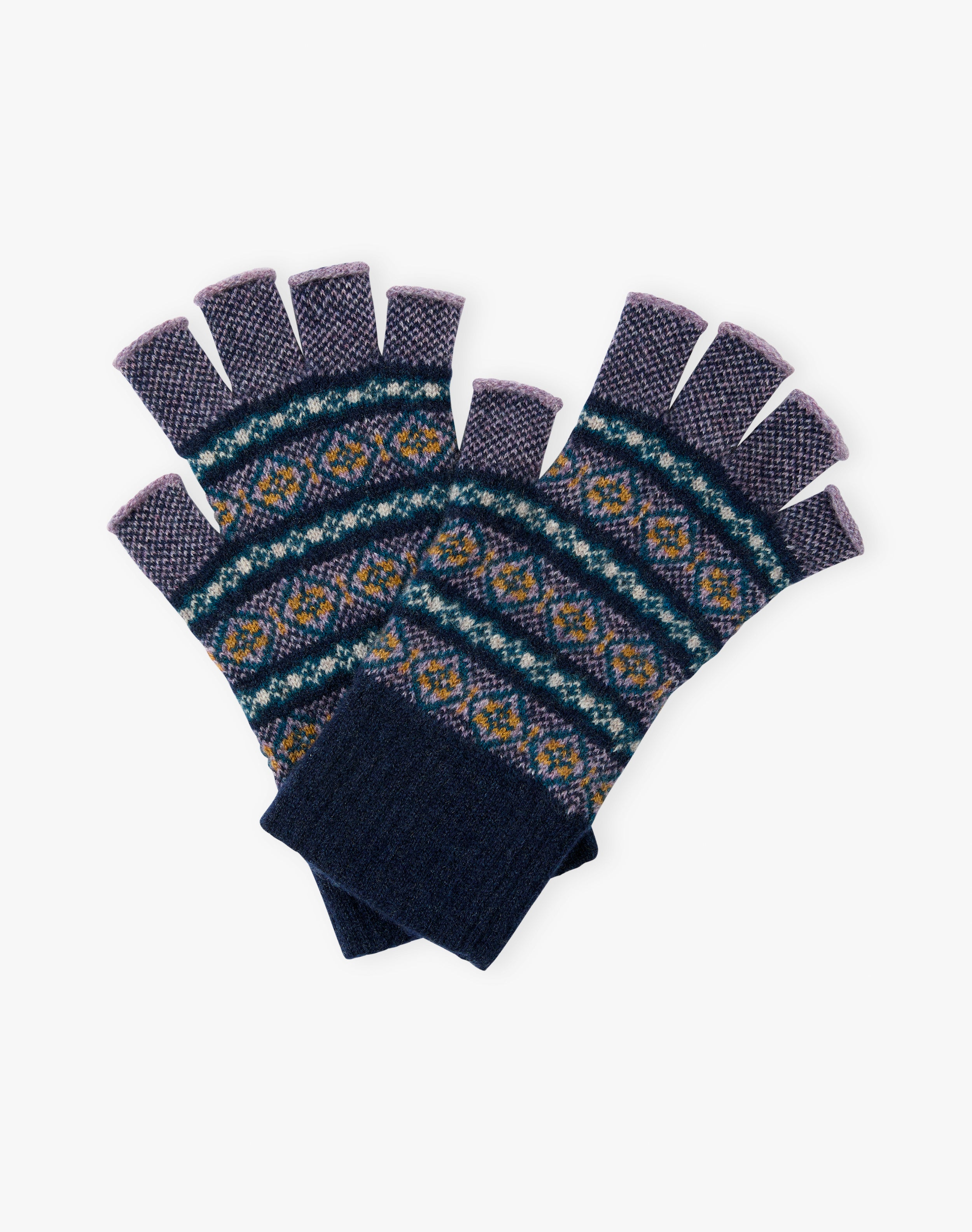 Women's Cashmere Folk Fingerless Gloves