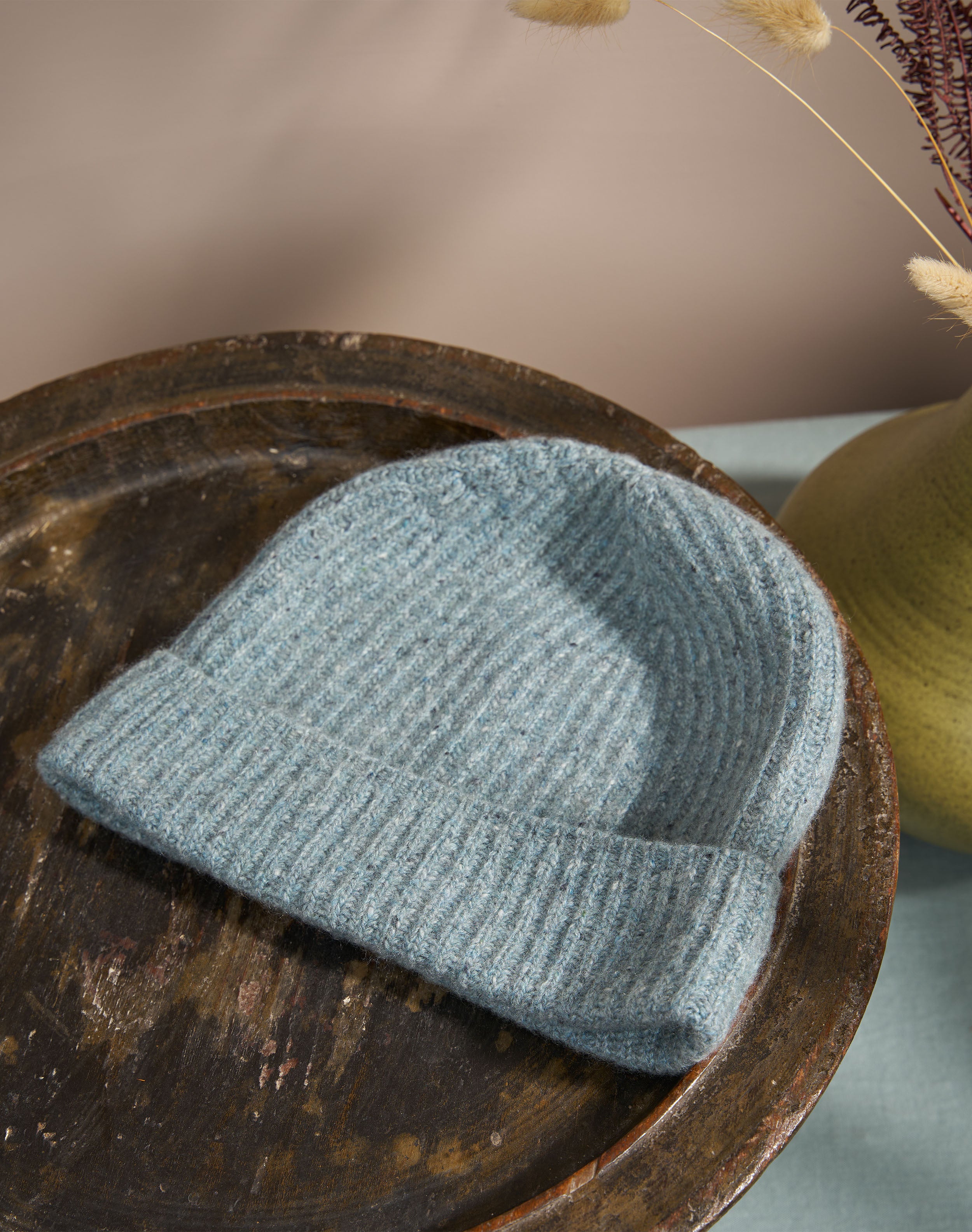 Cashmere Donegal Ribbed Hat
