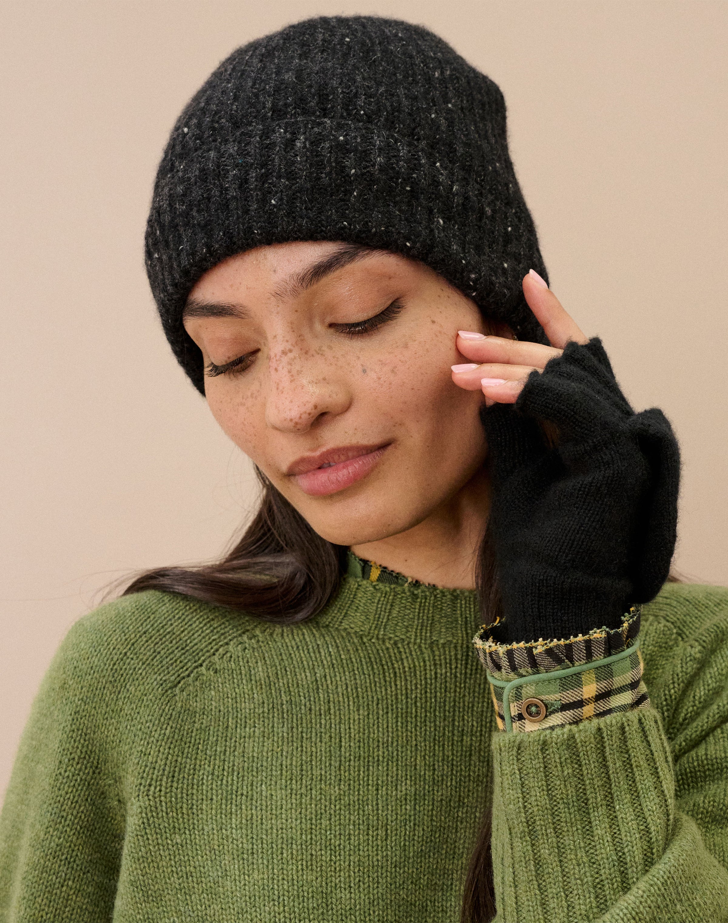 Cashmere Donegal Ribbed Hat