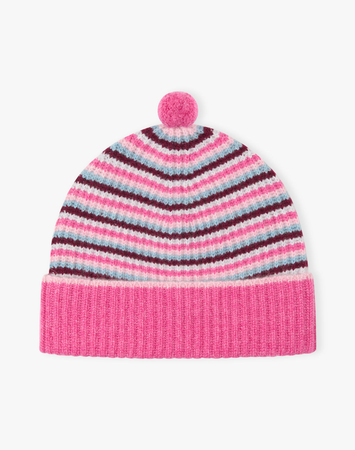 Cashmere Stripy Pompom Hat