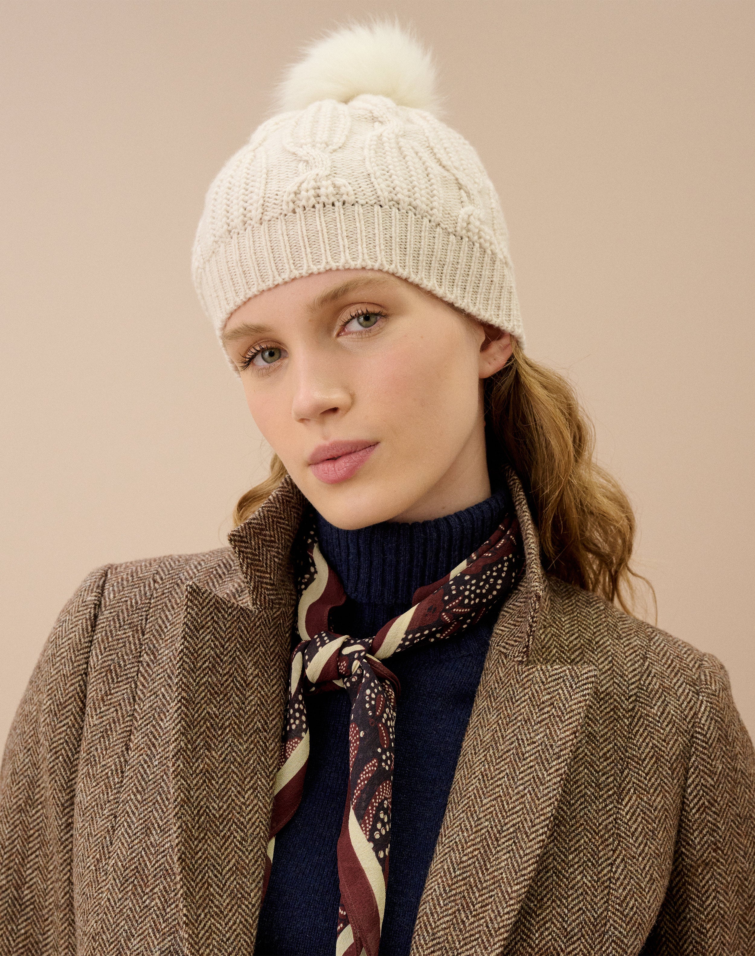Cashmere & Sheepskin Pom Pom Beanie
