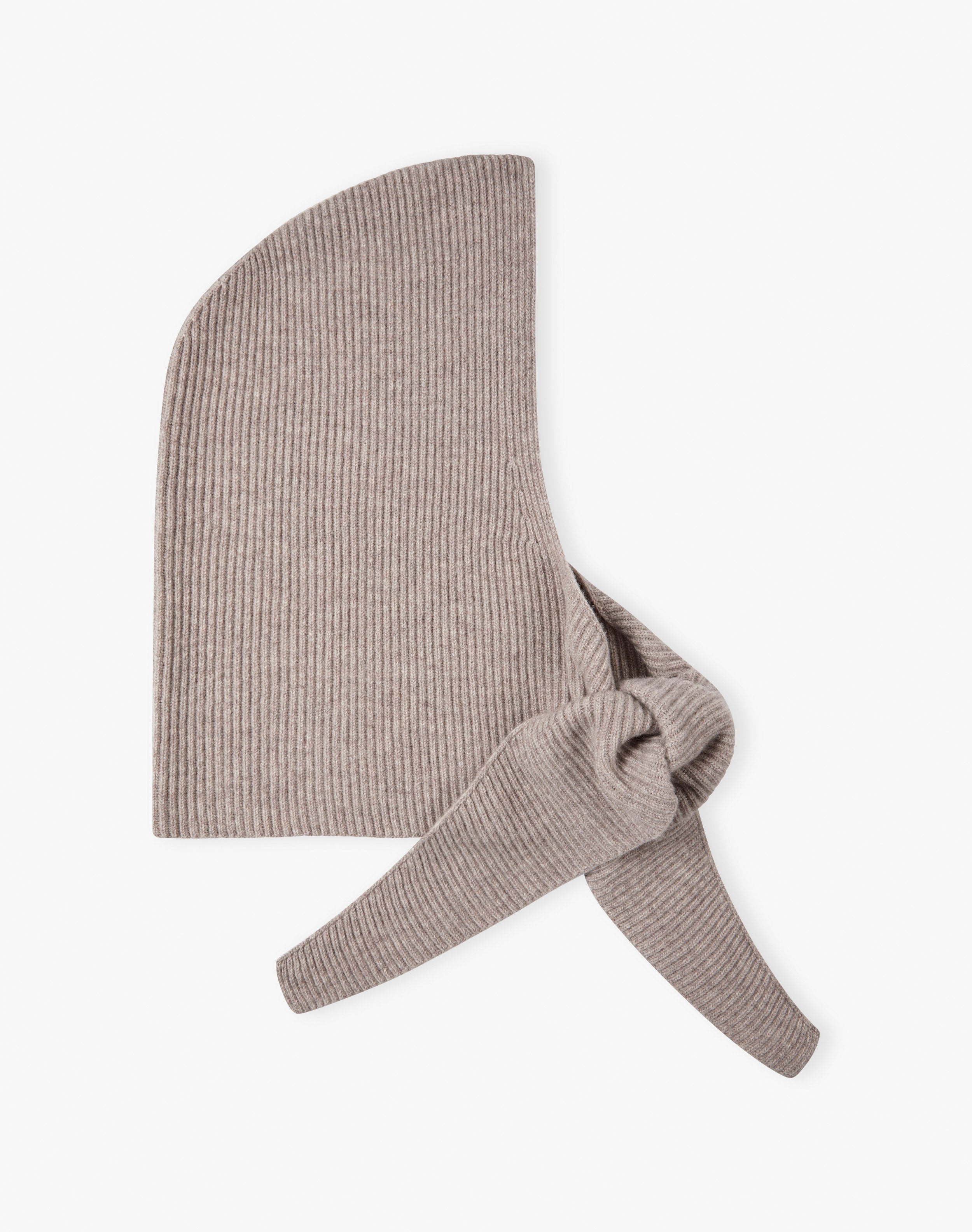 Cashmere Ribbed Hooded Scarf