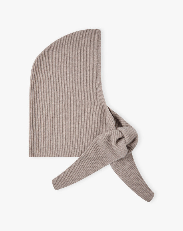 Cashmere Ribbed Hooded Scarf