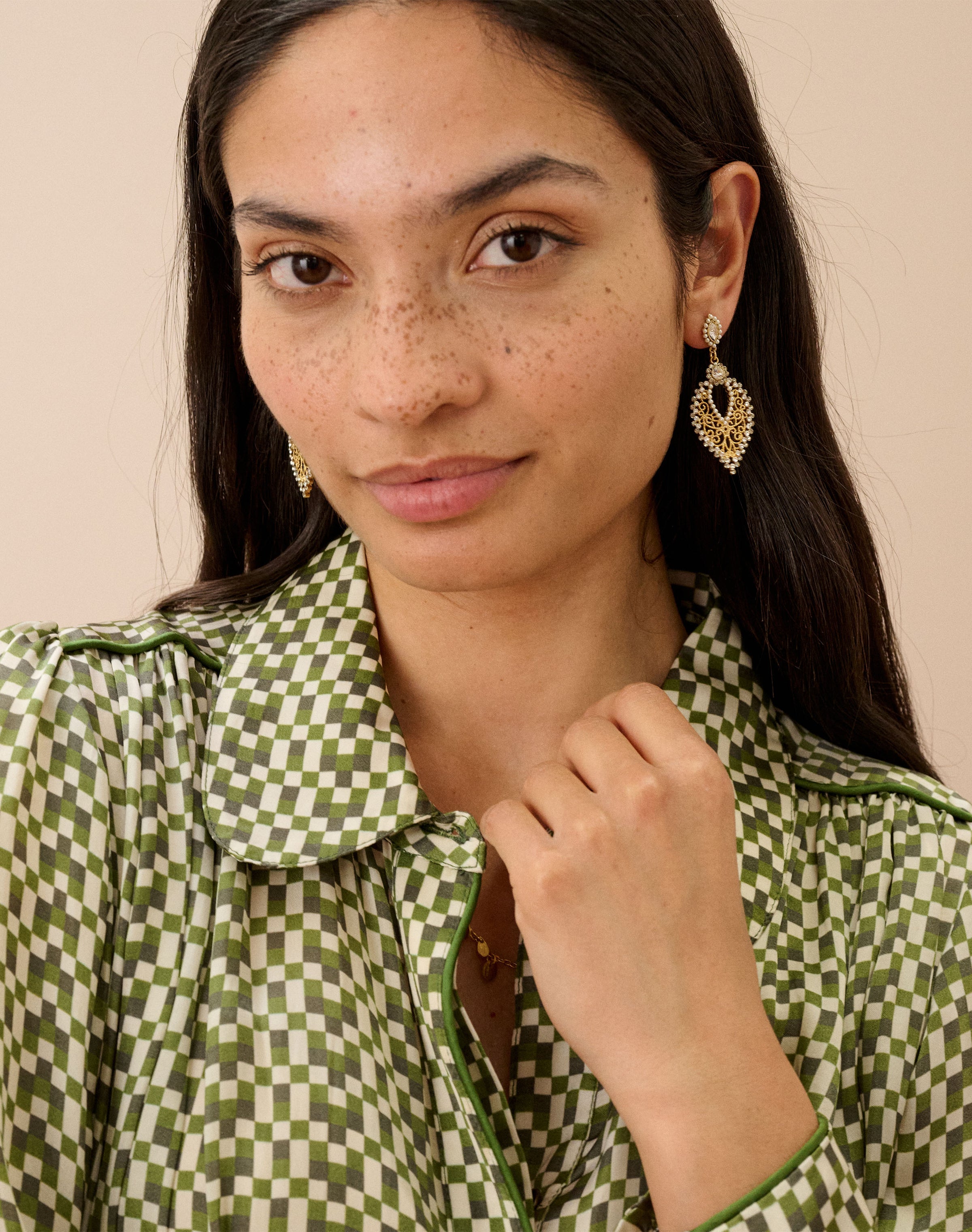 Crystal & Pearl Filigree Drop Earrings