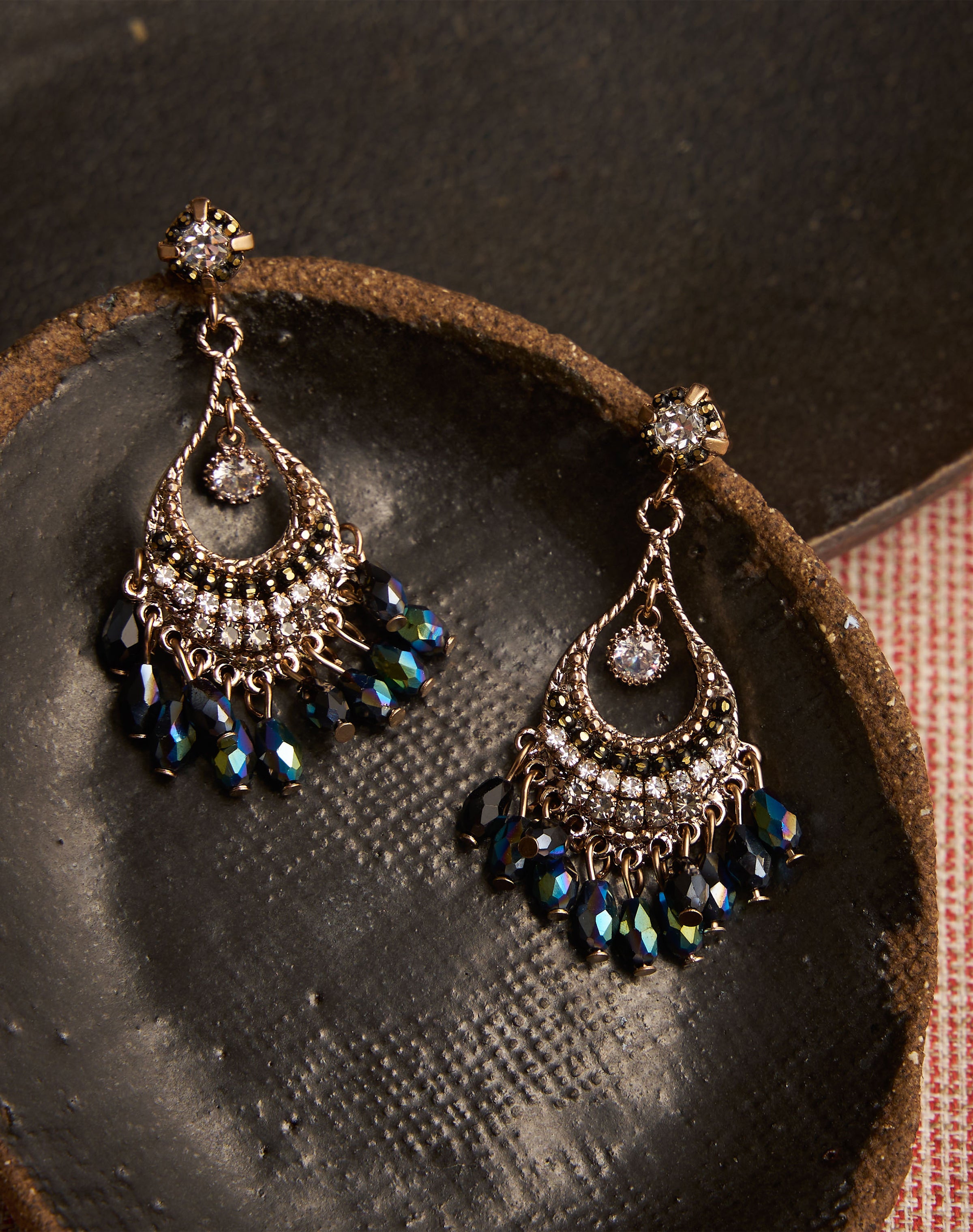 Crystal & Bead Teardrop Earrings