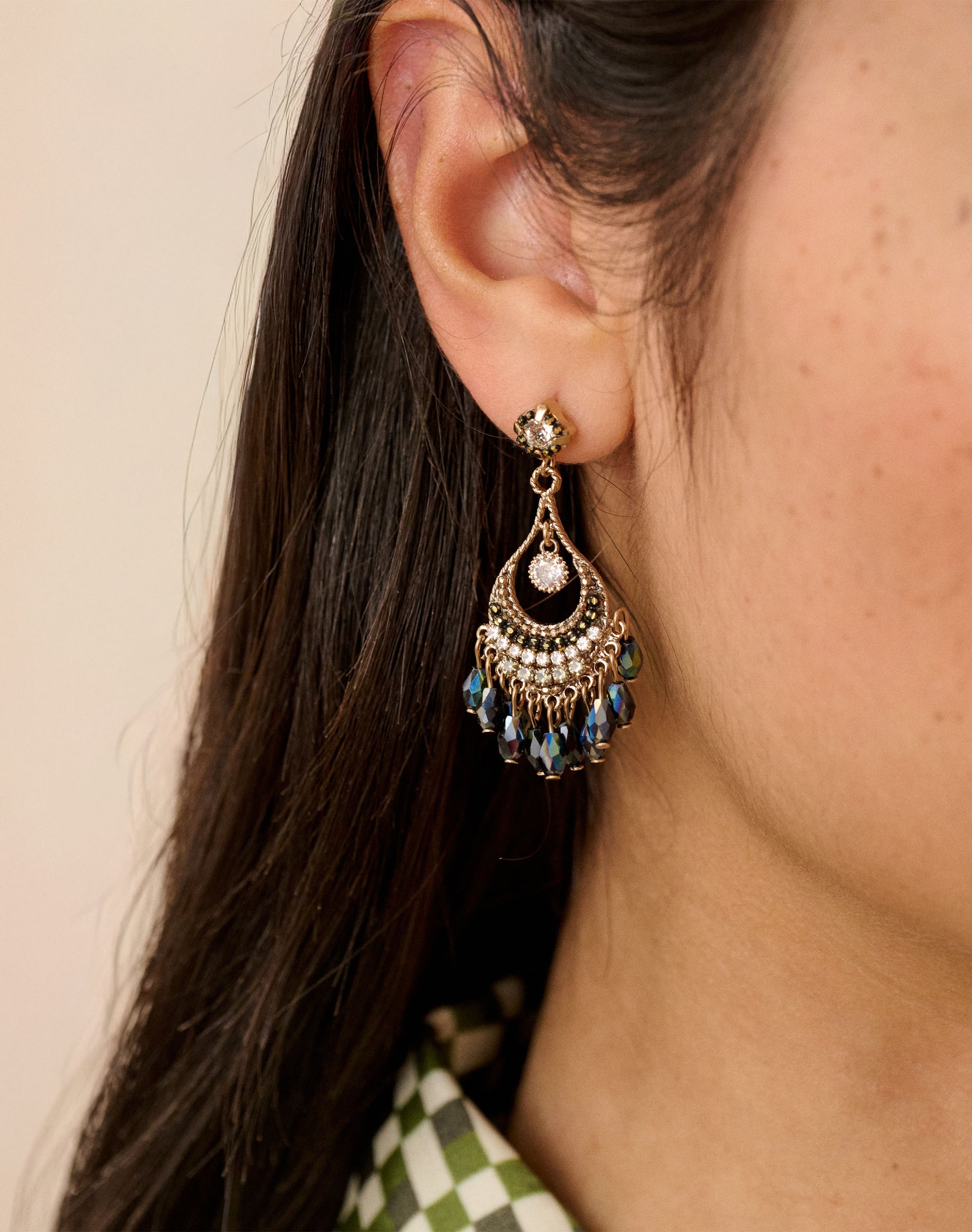 Crystal & Bead Teardrop Earrings