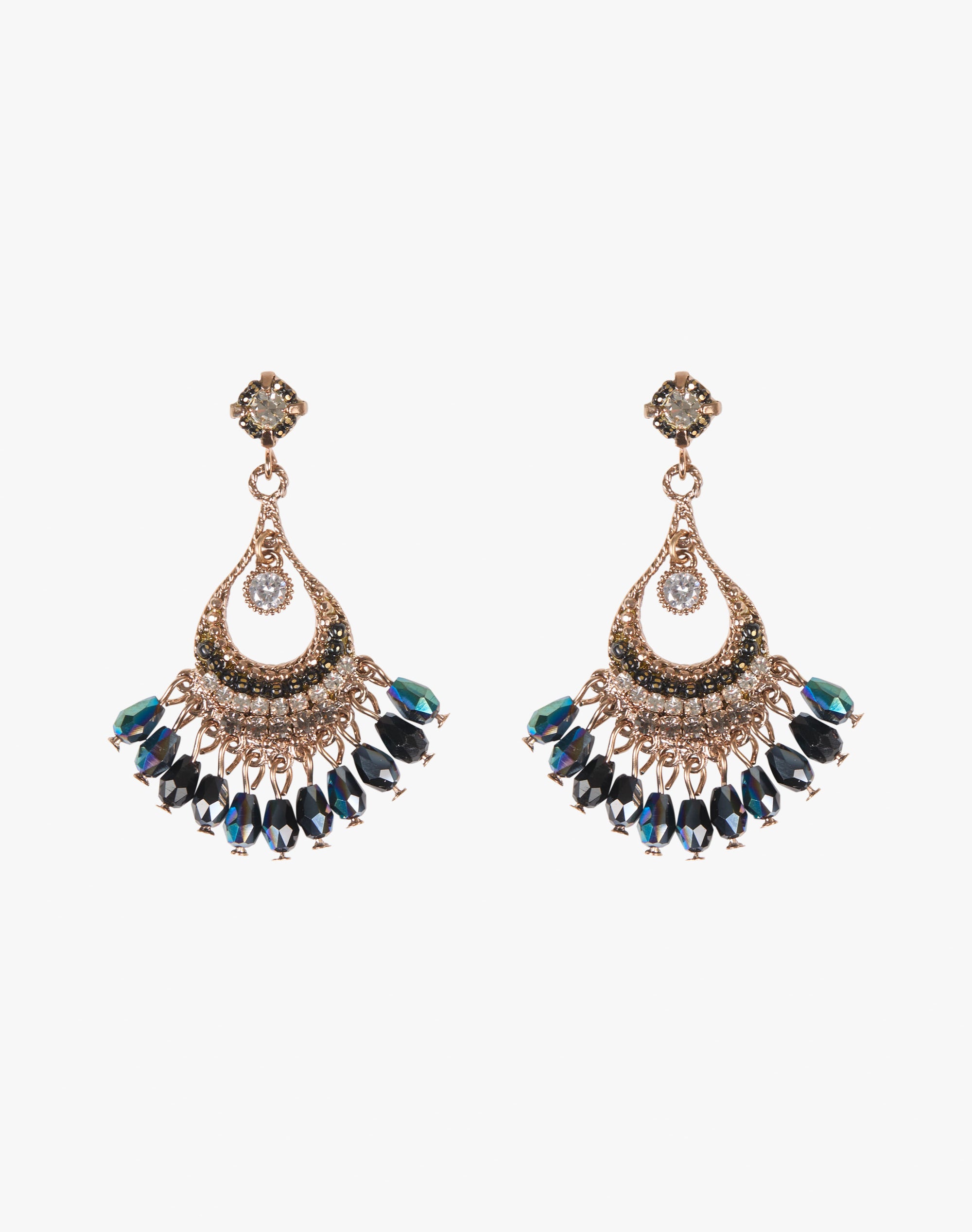 Crystal & Bead Teardrop Earrings