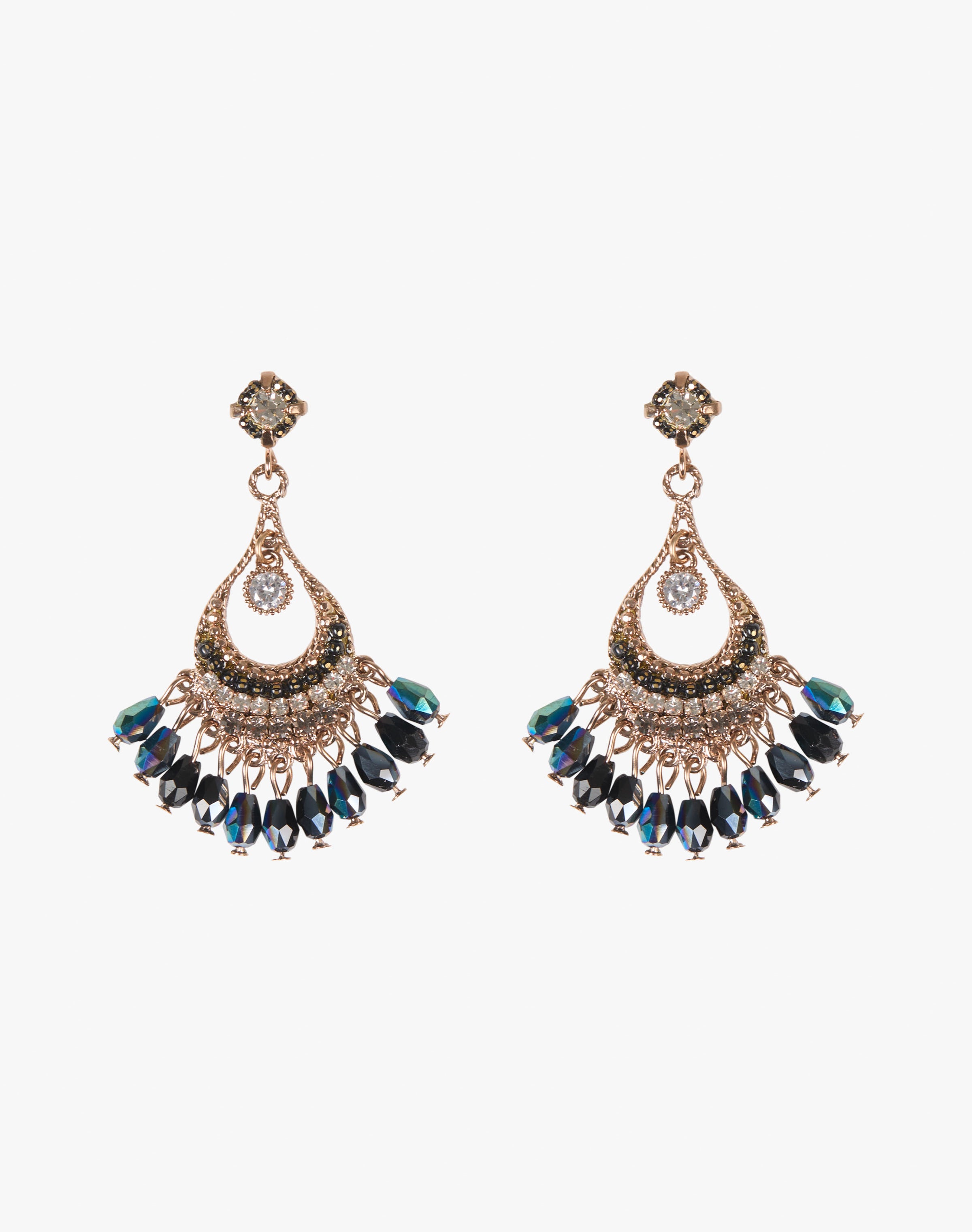 Crystal & Bead Teardrop Earrings