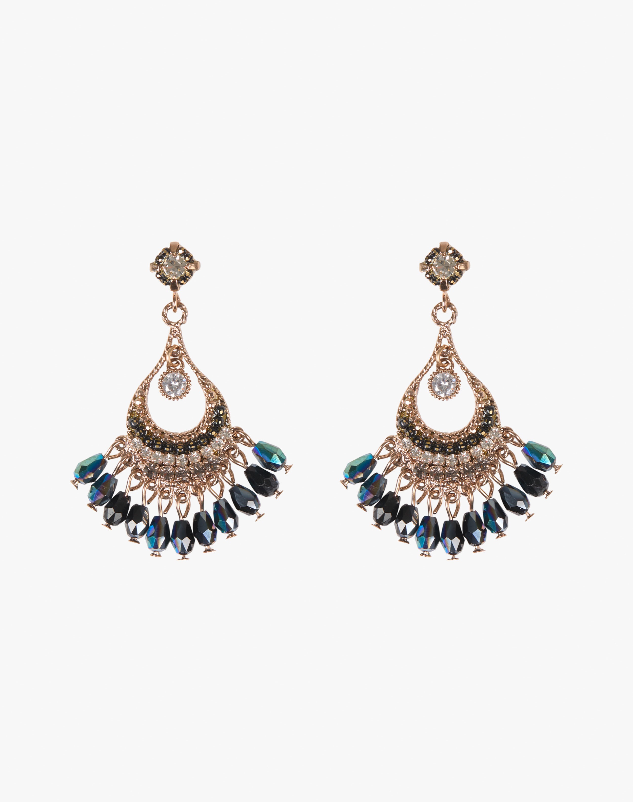 Crystal & Bead Teardrop Earrings