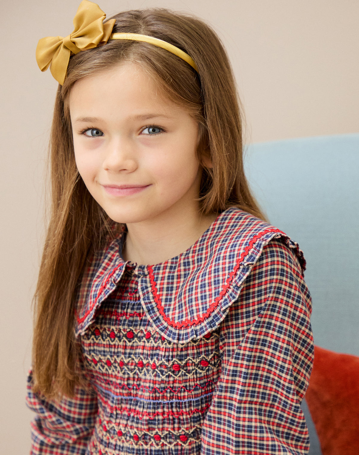 Smocked Mini Check Dress