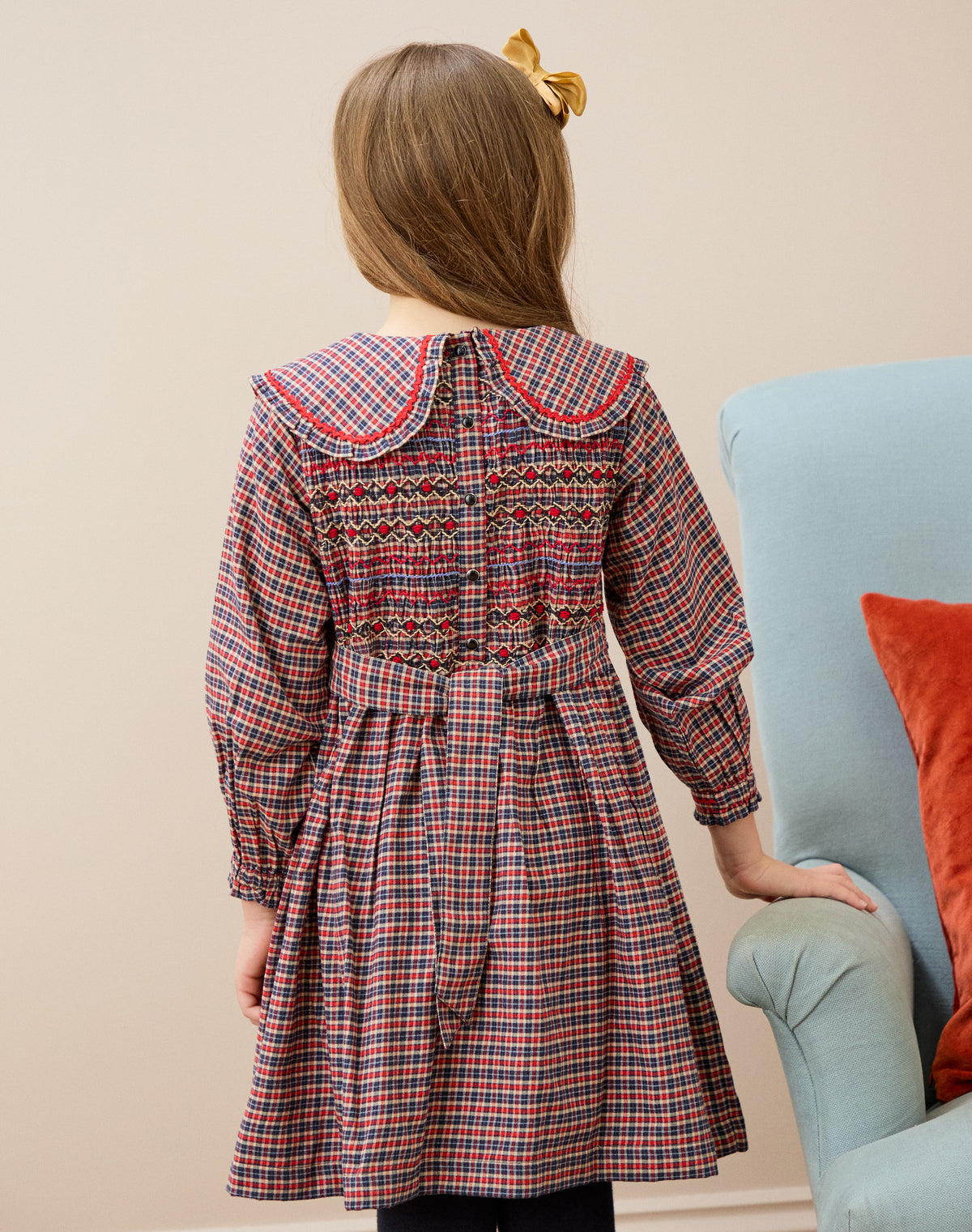 Smocked Mini Check Dress
