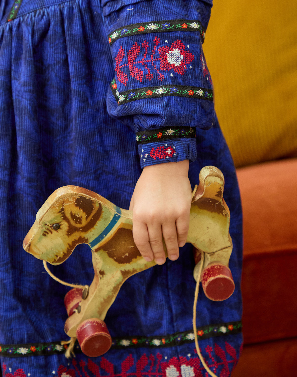 Organic Corduroy Feather Print Dress