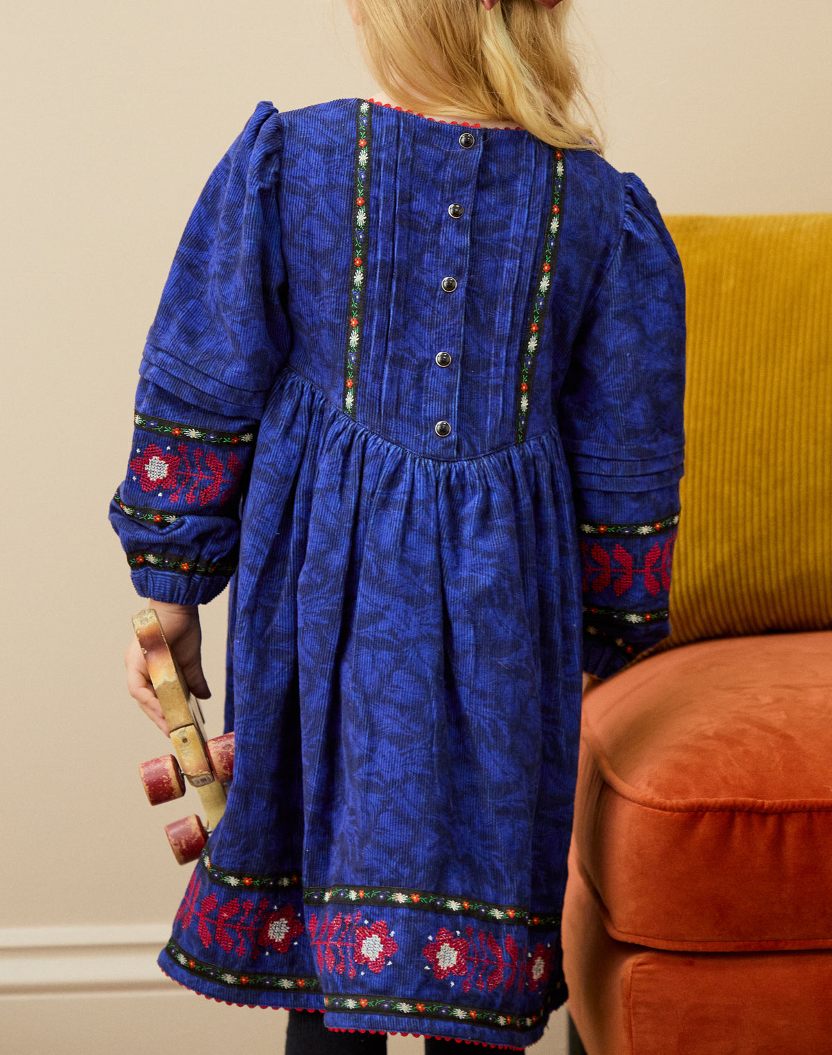 Organic Corduroy Feather Print Dress