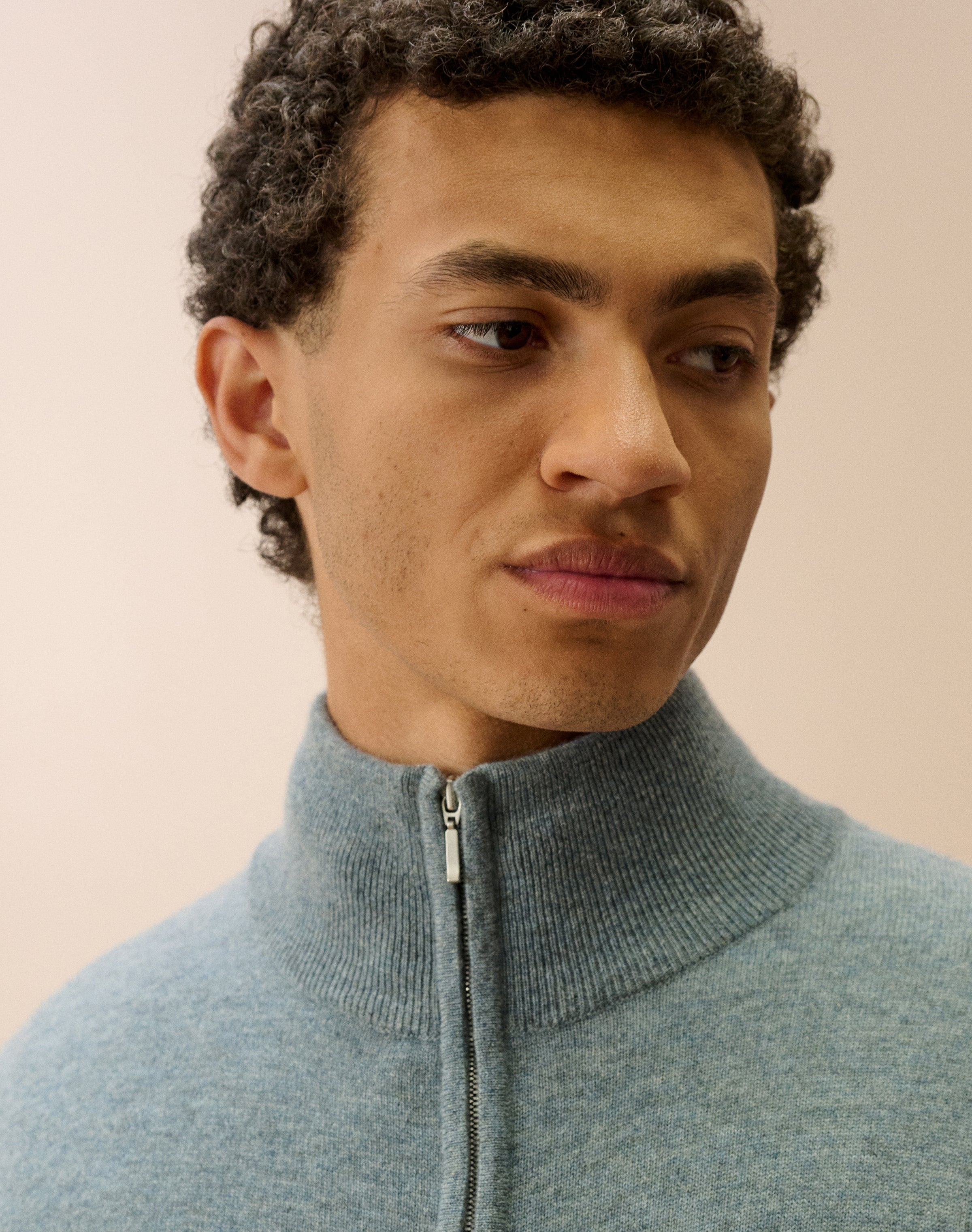 Cashmere Zip Turtle Neck Cardigan