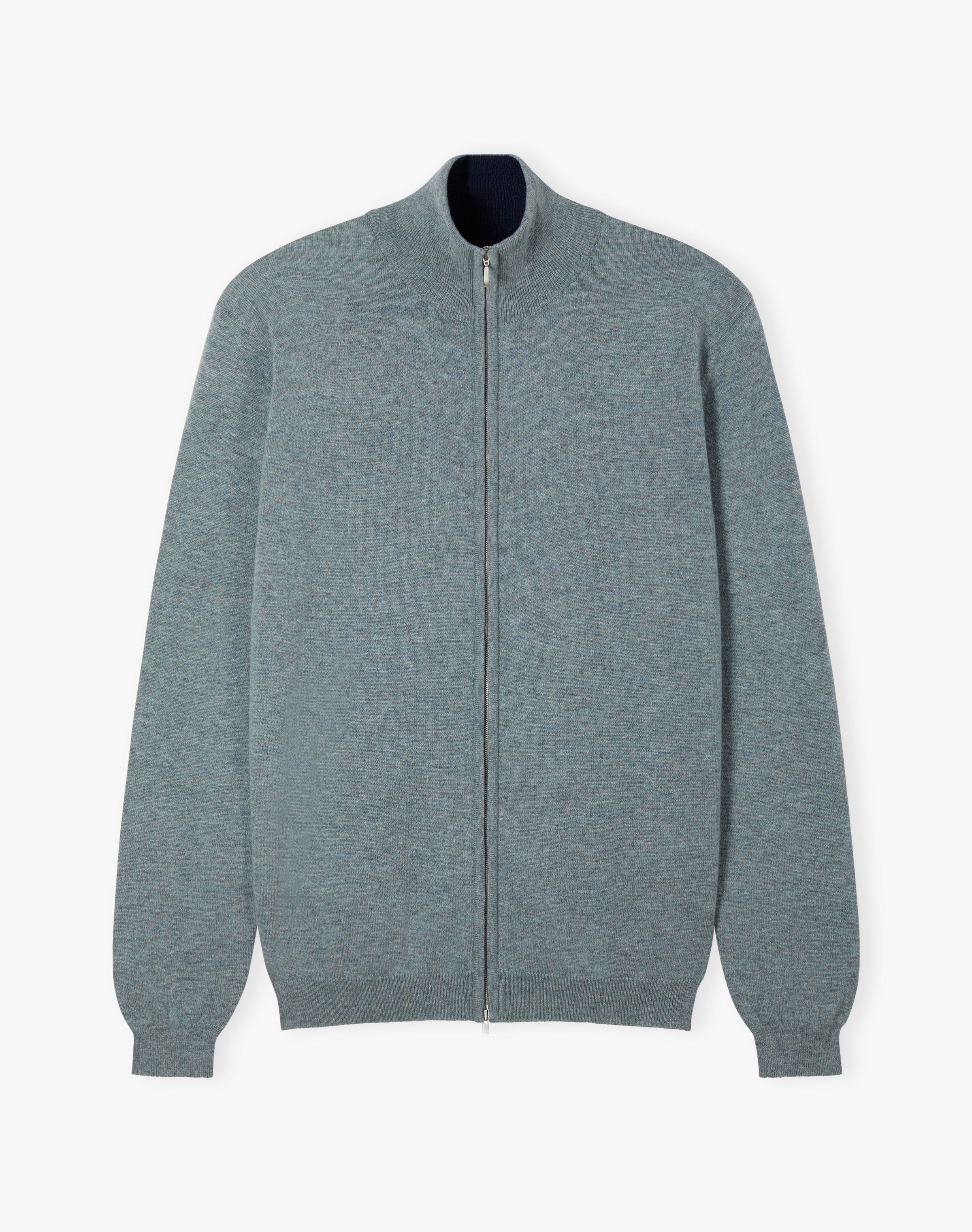 Cashmere Zip Turtle Neck Cardigan