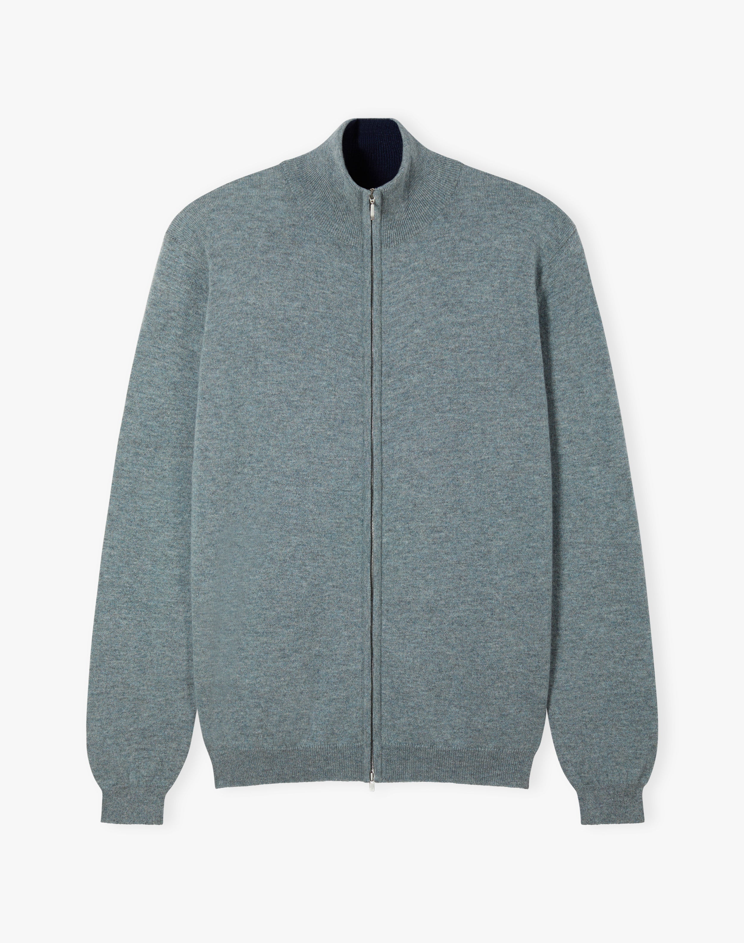 Cashmere Zip Turtle Neck Cardigan