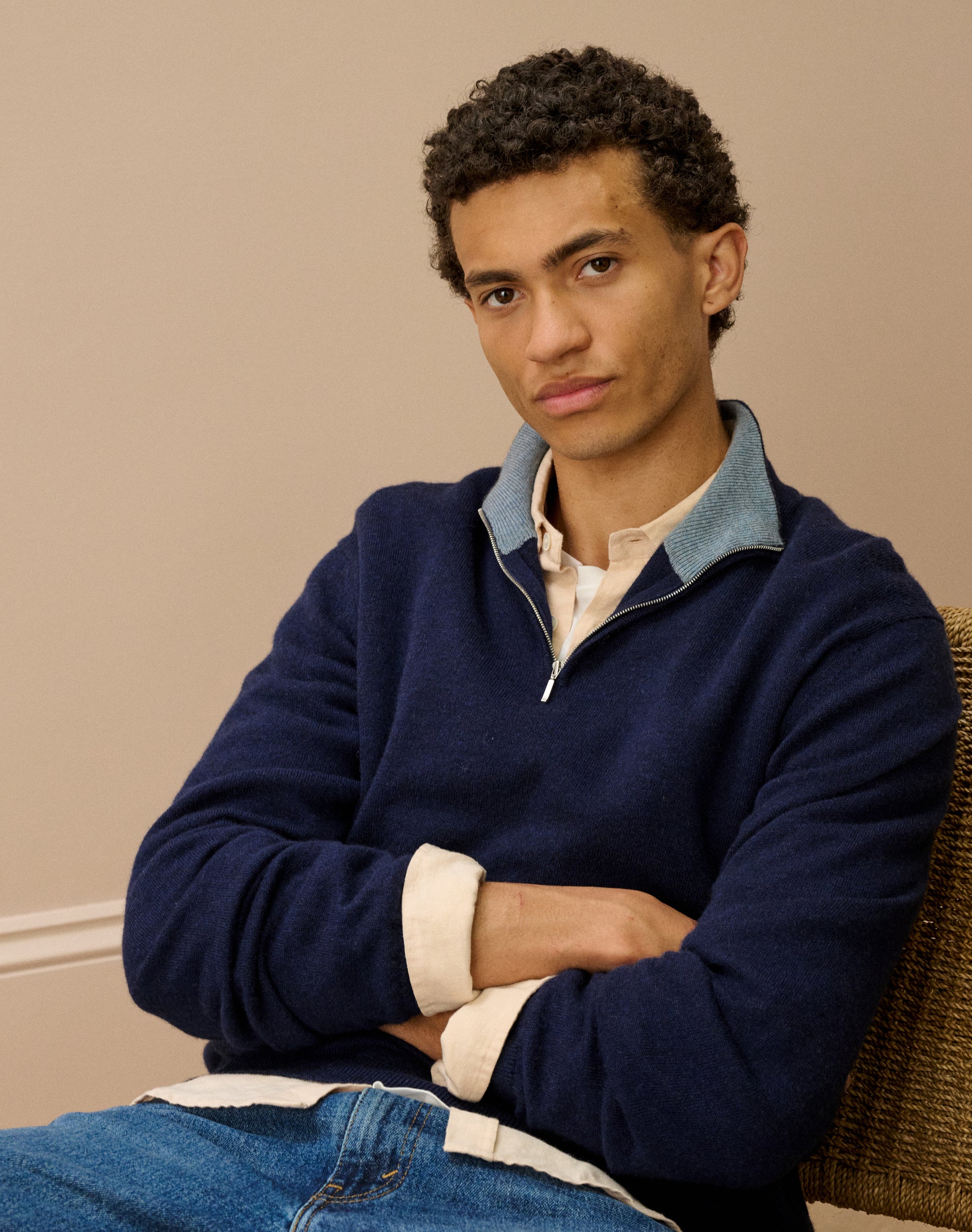 Cashmere Zip Turtle Neck Jumper