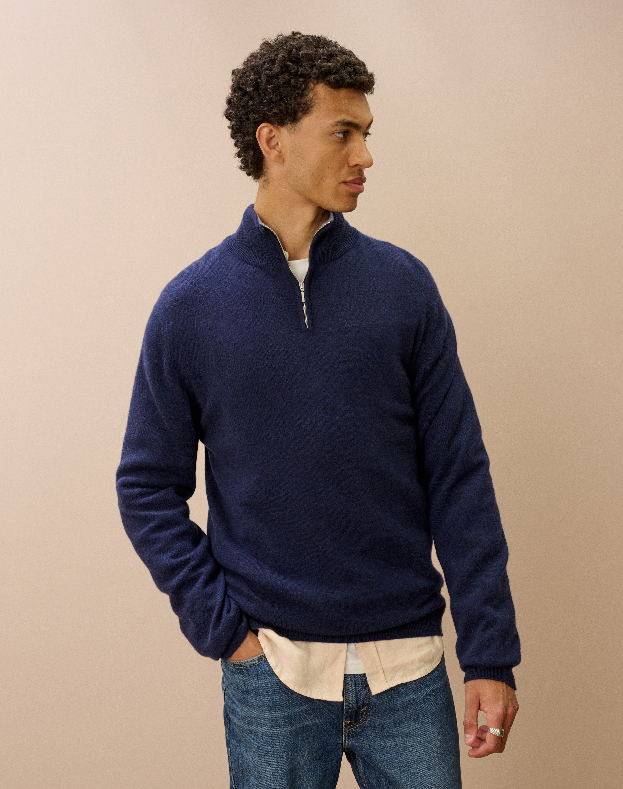 Cashmere Zip Turtle Neck Jumper