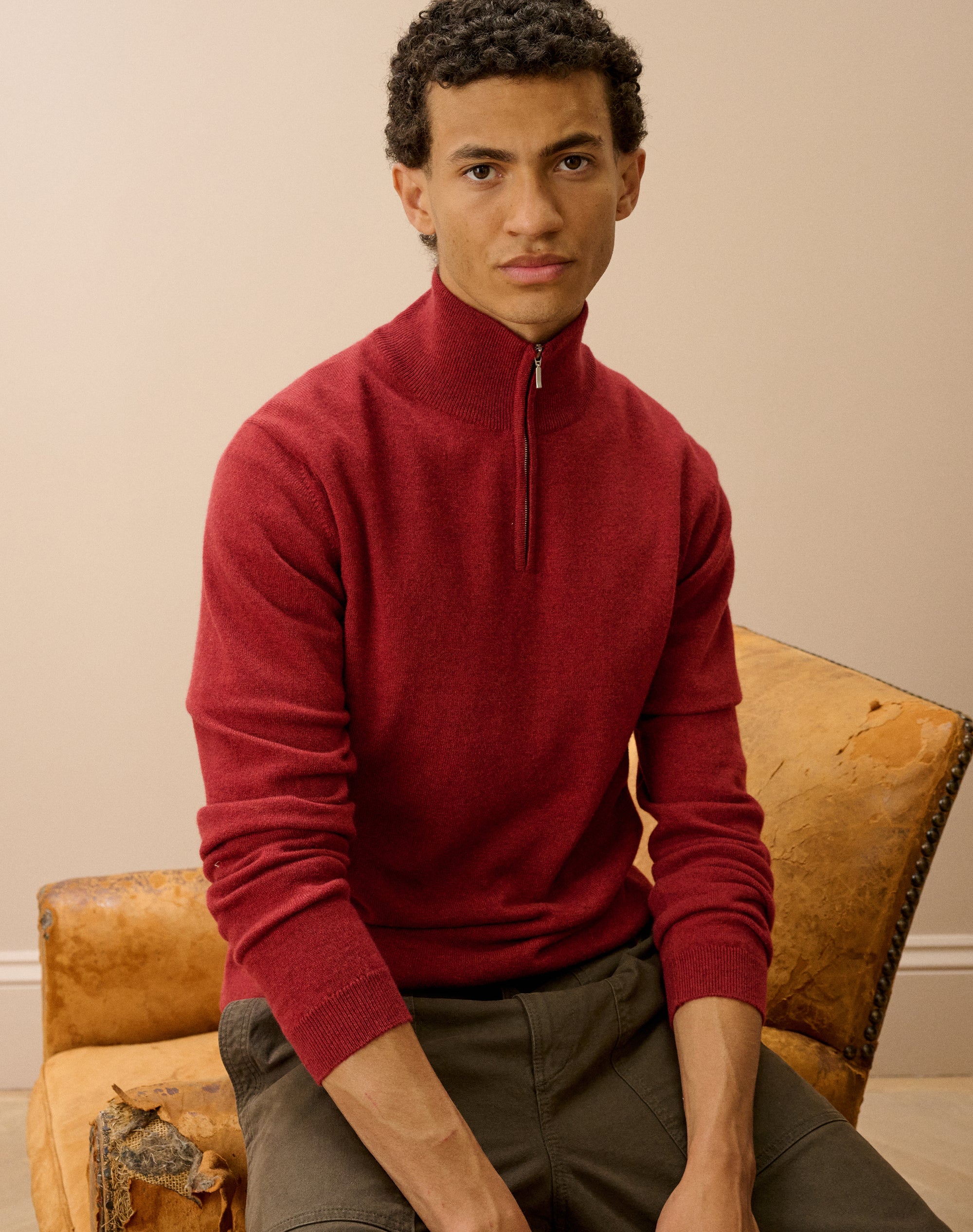 Cashmere Zip Turtle Neck Jumper