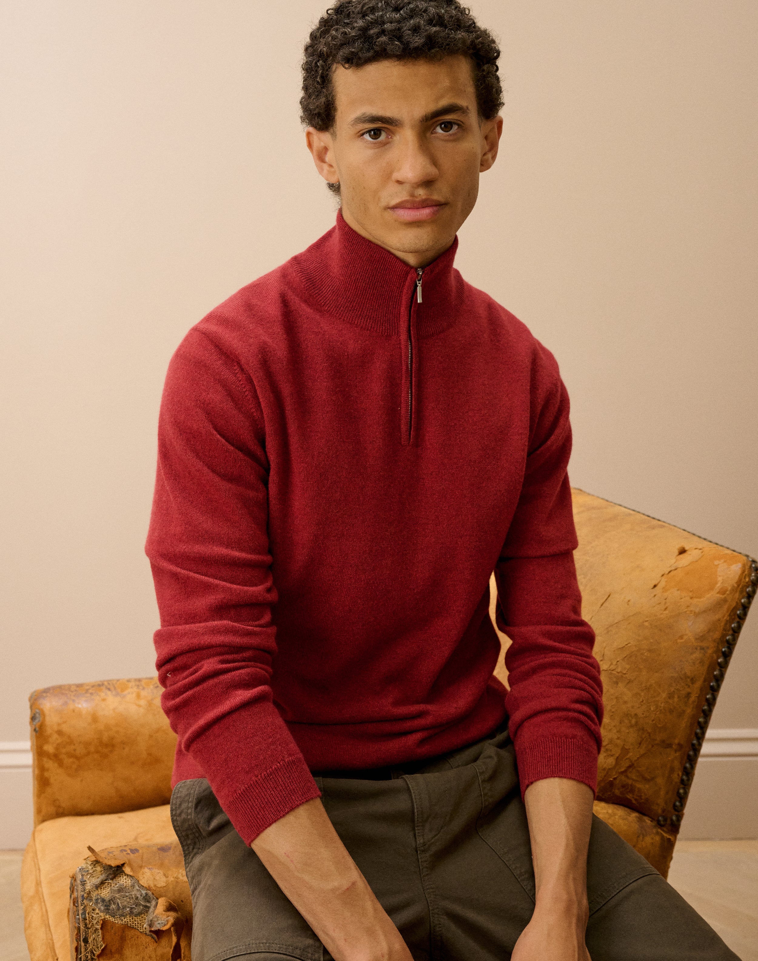Cashmere Zip Turtle Neck Jumper