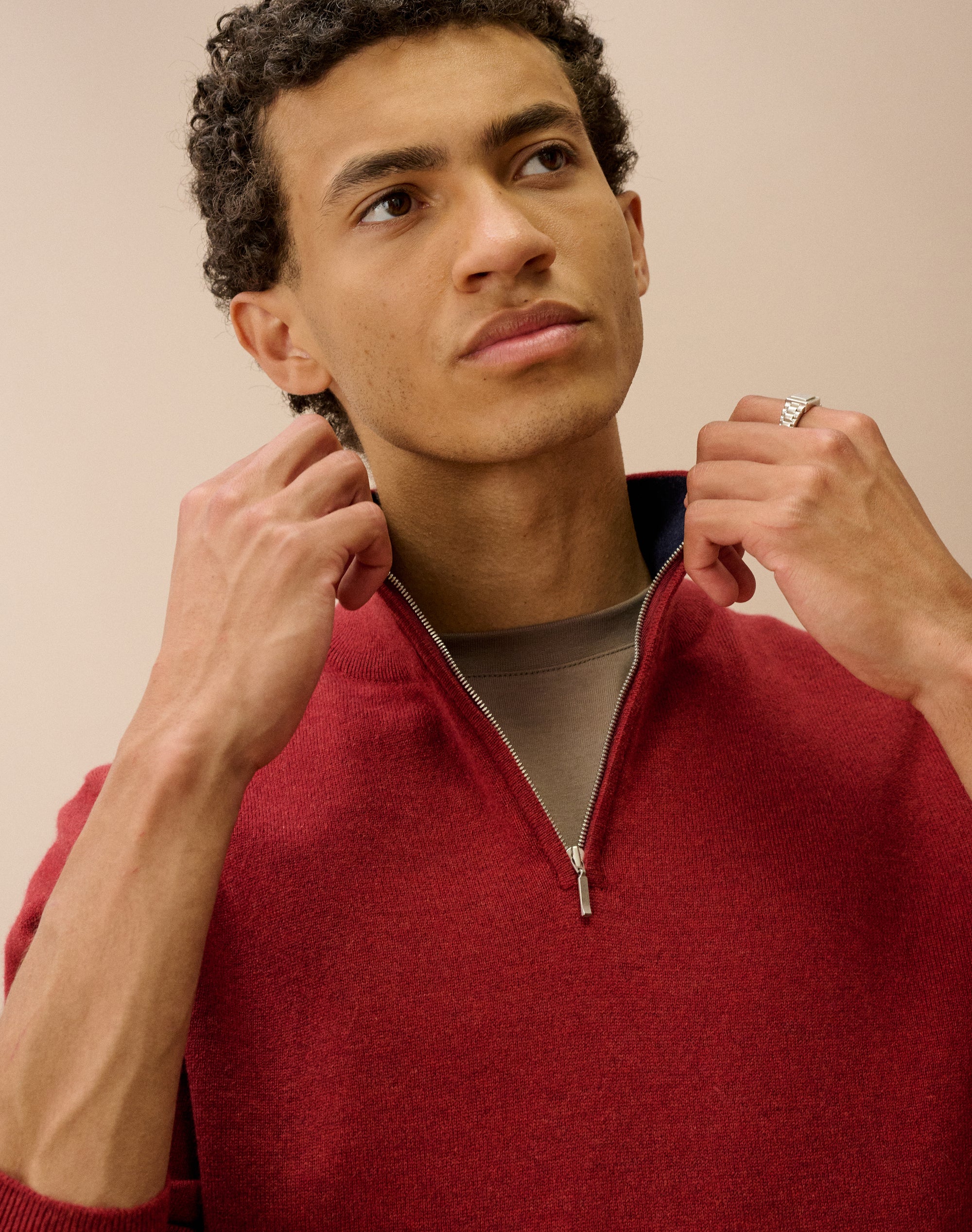 Cashmere Zip Turtle Neck Jumper