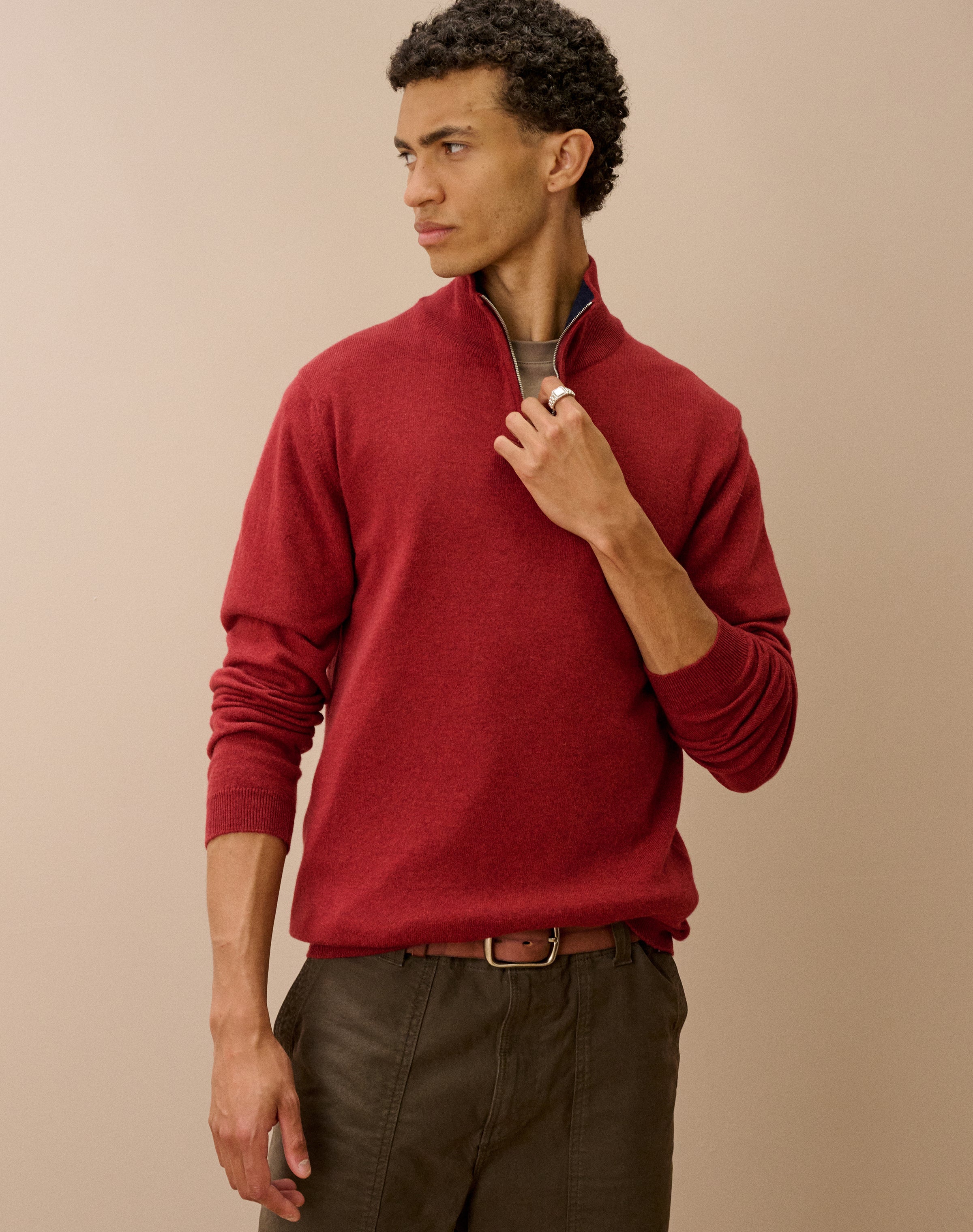 Cashmere Zip Turtle Neck Jumper