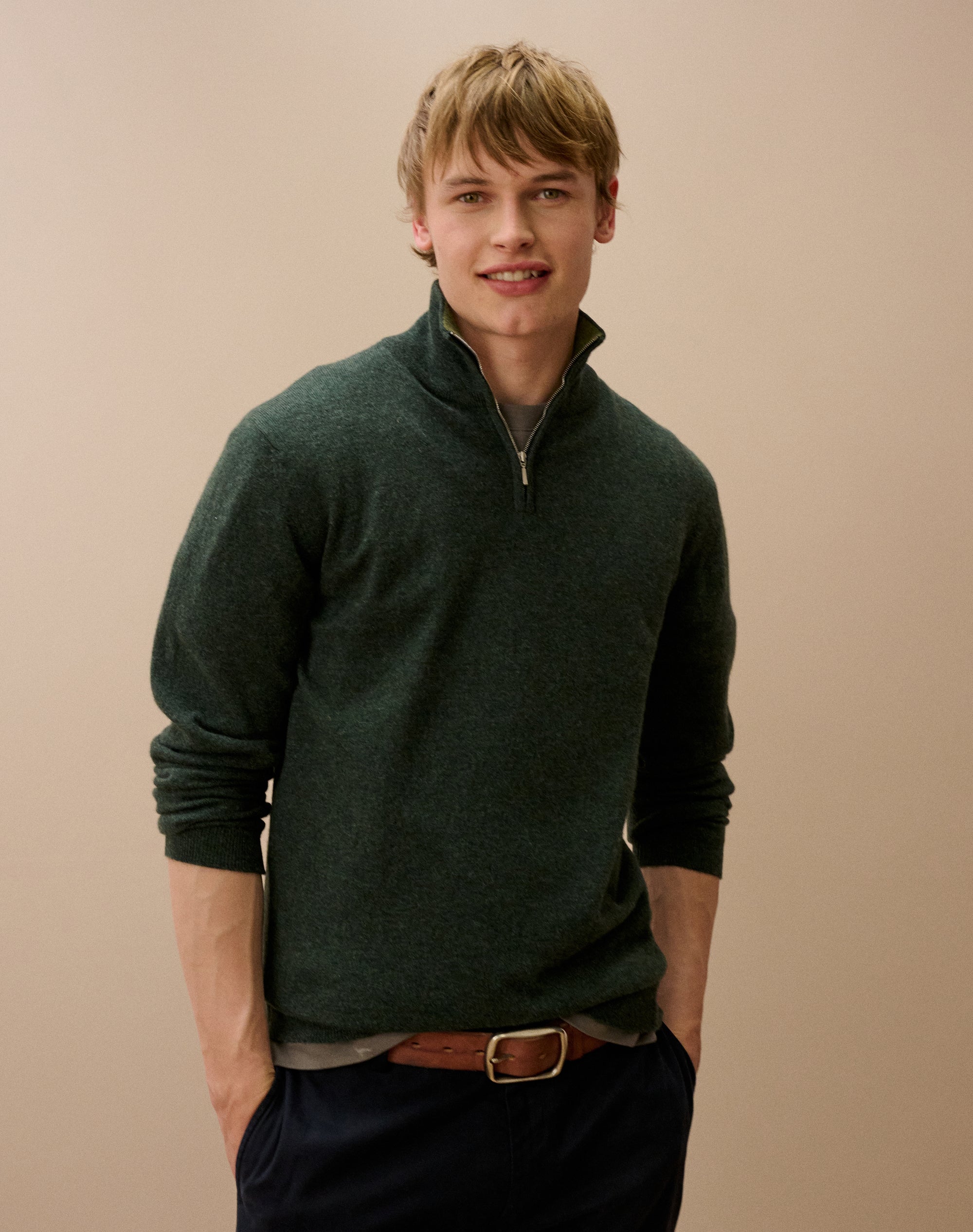 Cashmere Zip Turtle Neck Jumper