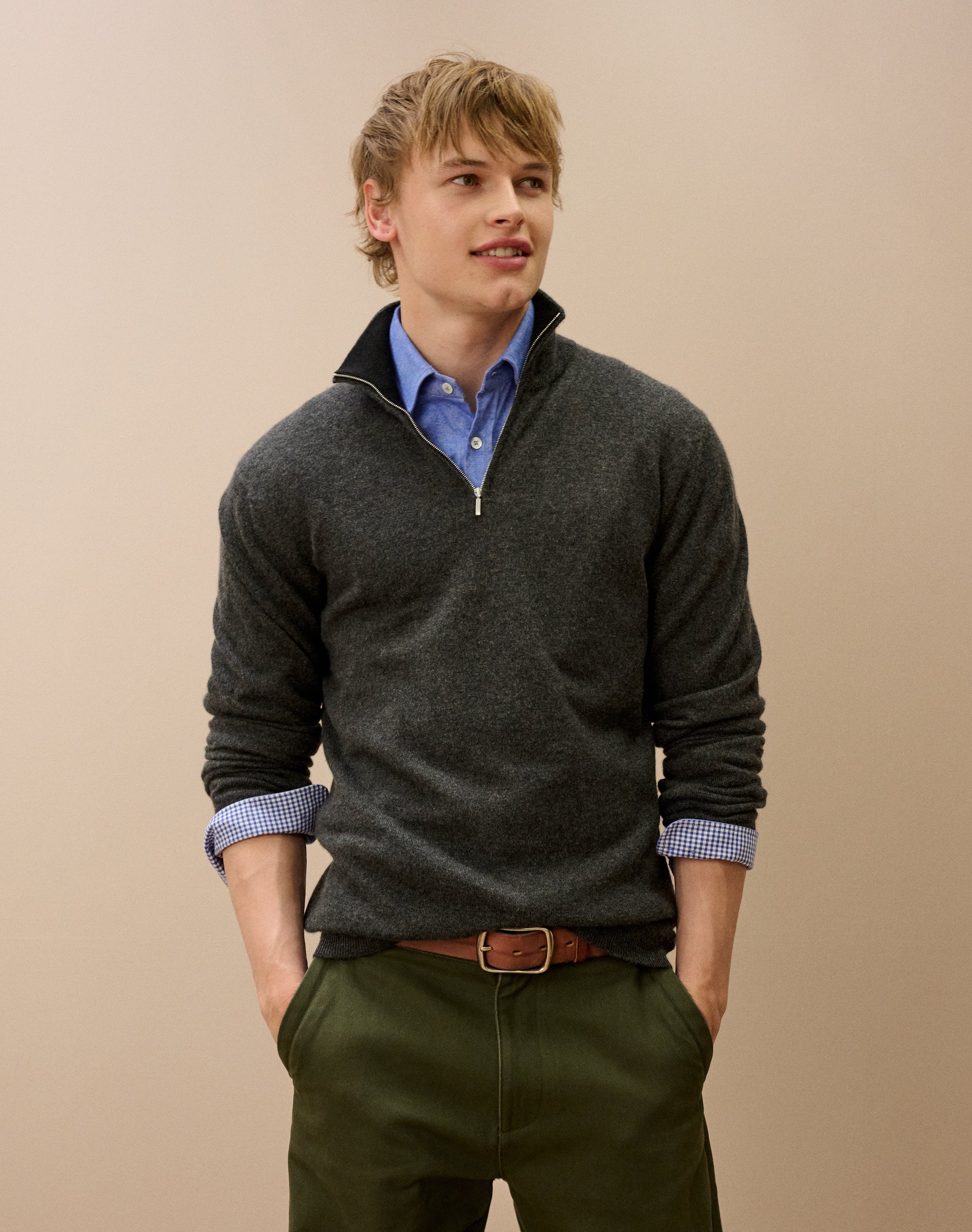 Cashmere Zip Turtle Neck Jumper