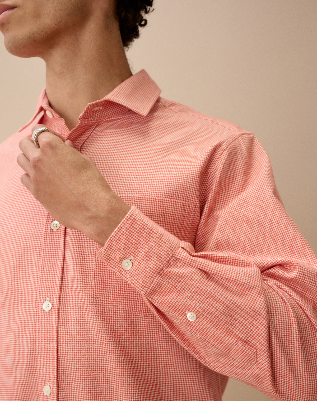 Brushed Cotton Houndstooth Shirt