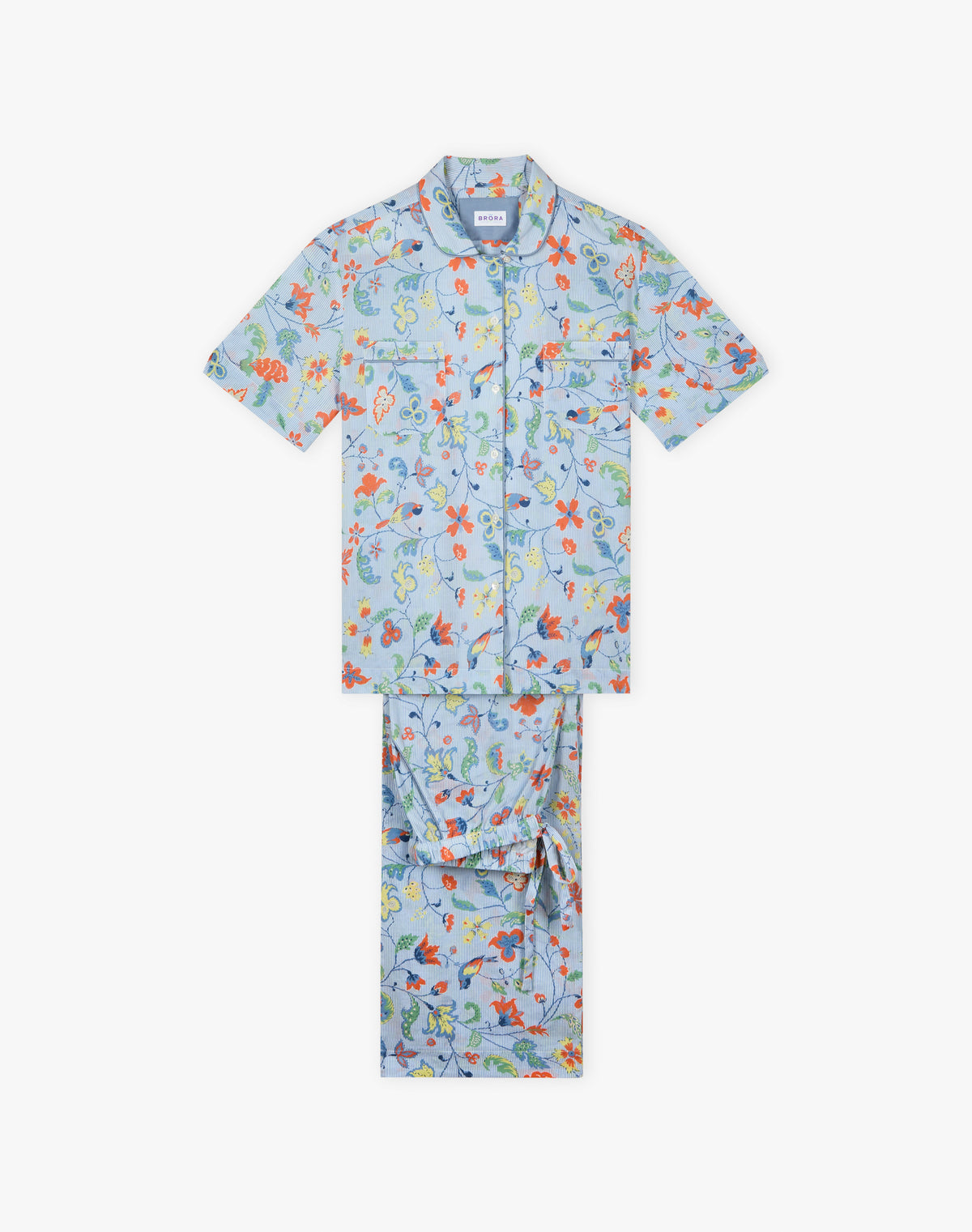 Cotton Stripe Botanical Print Pyjamas