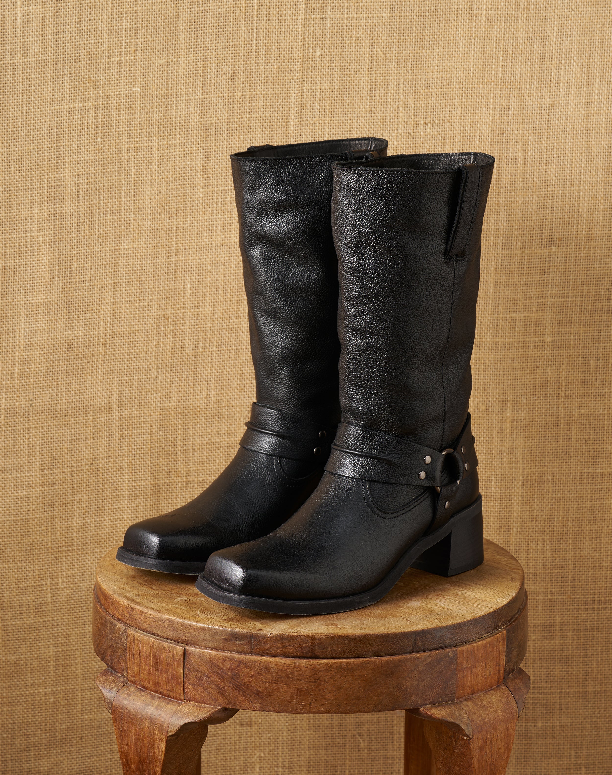 Leather Buckle Boots