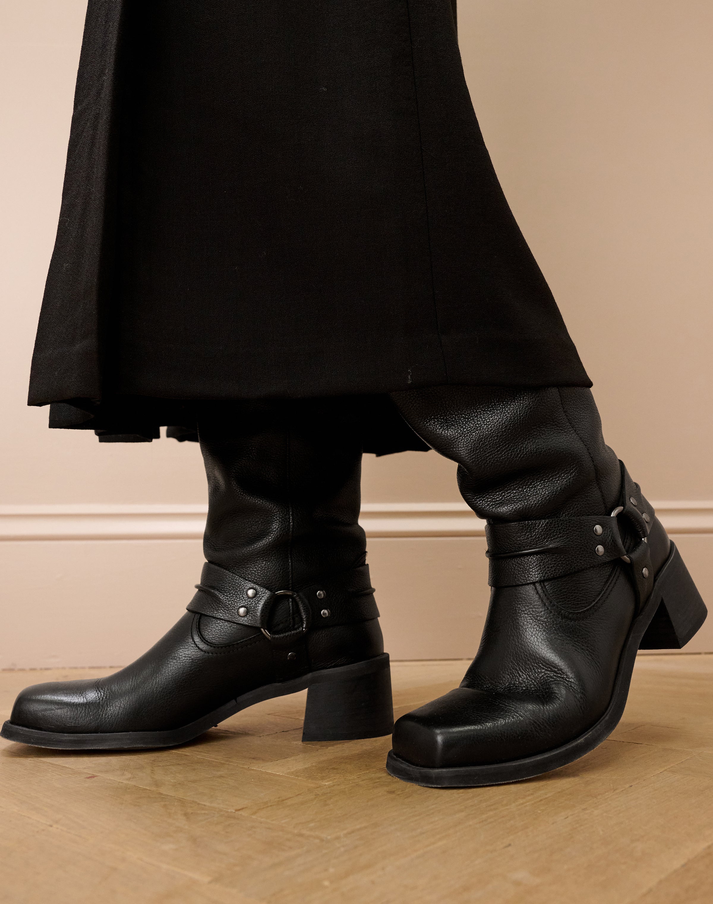 Leather Buckle Boots
