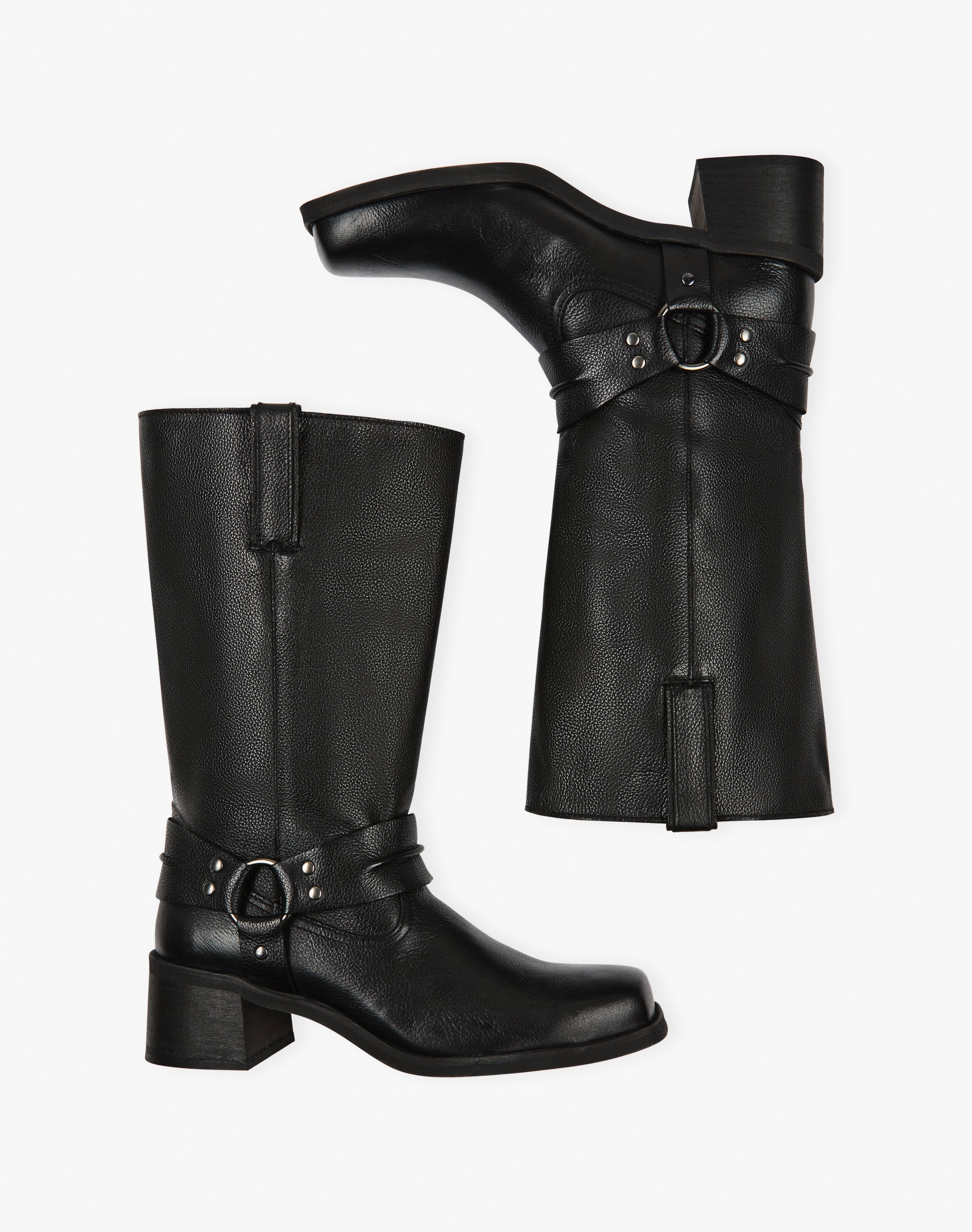 Leather Buckle Boots