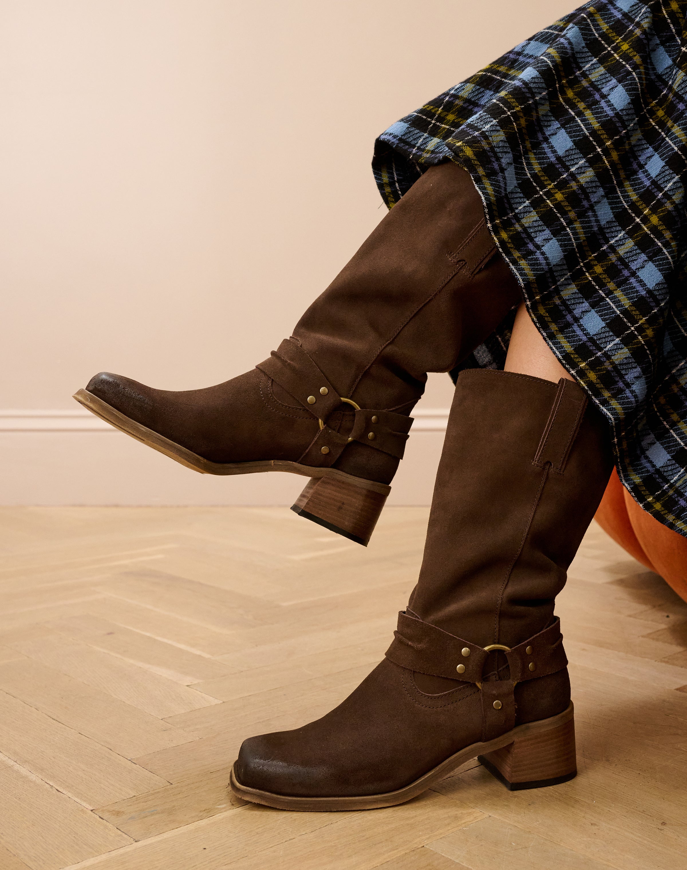 Suede Buckle Boots