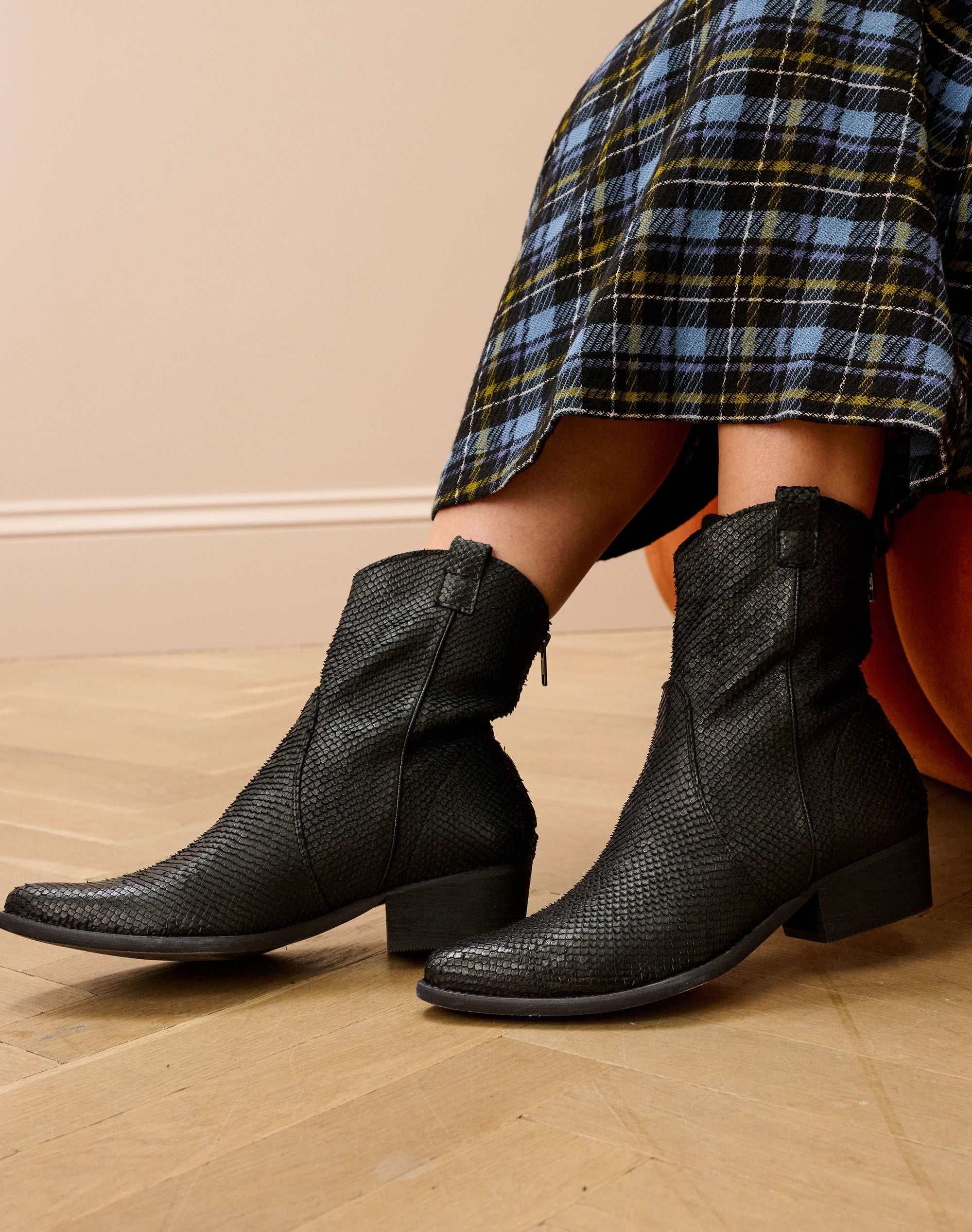 Textured Leather Ankle Boots
