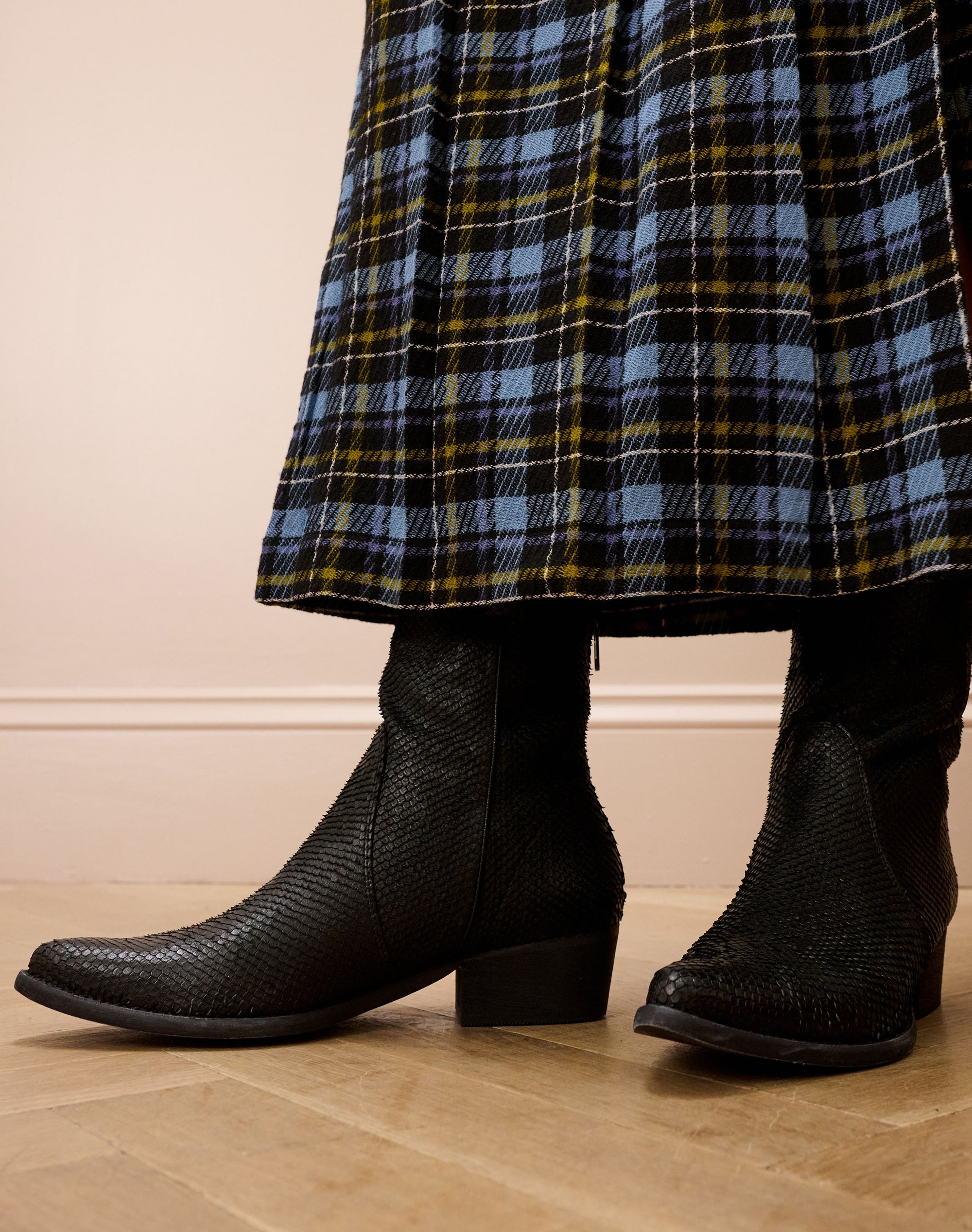 Textured Leather Ankle Boots
