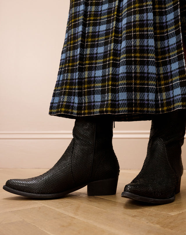 Textured Leather Ankle Boots