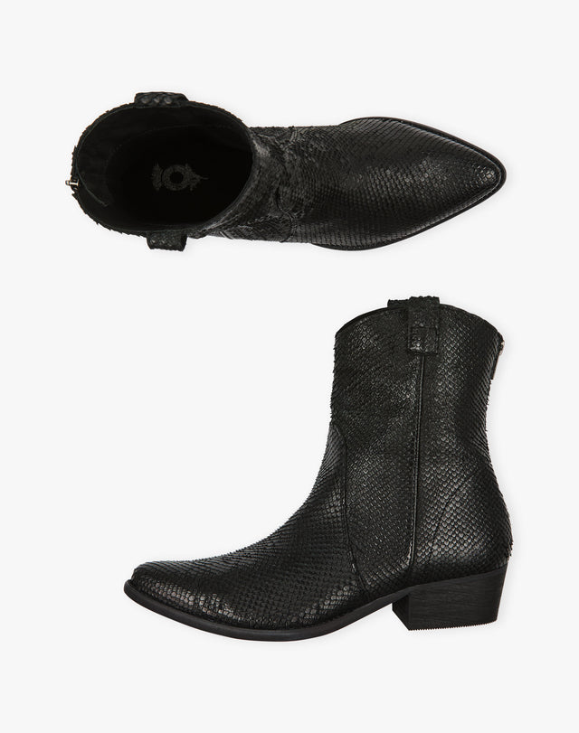 Textured Leather Ankle Boots