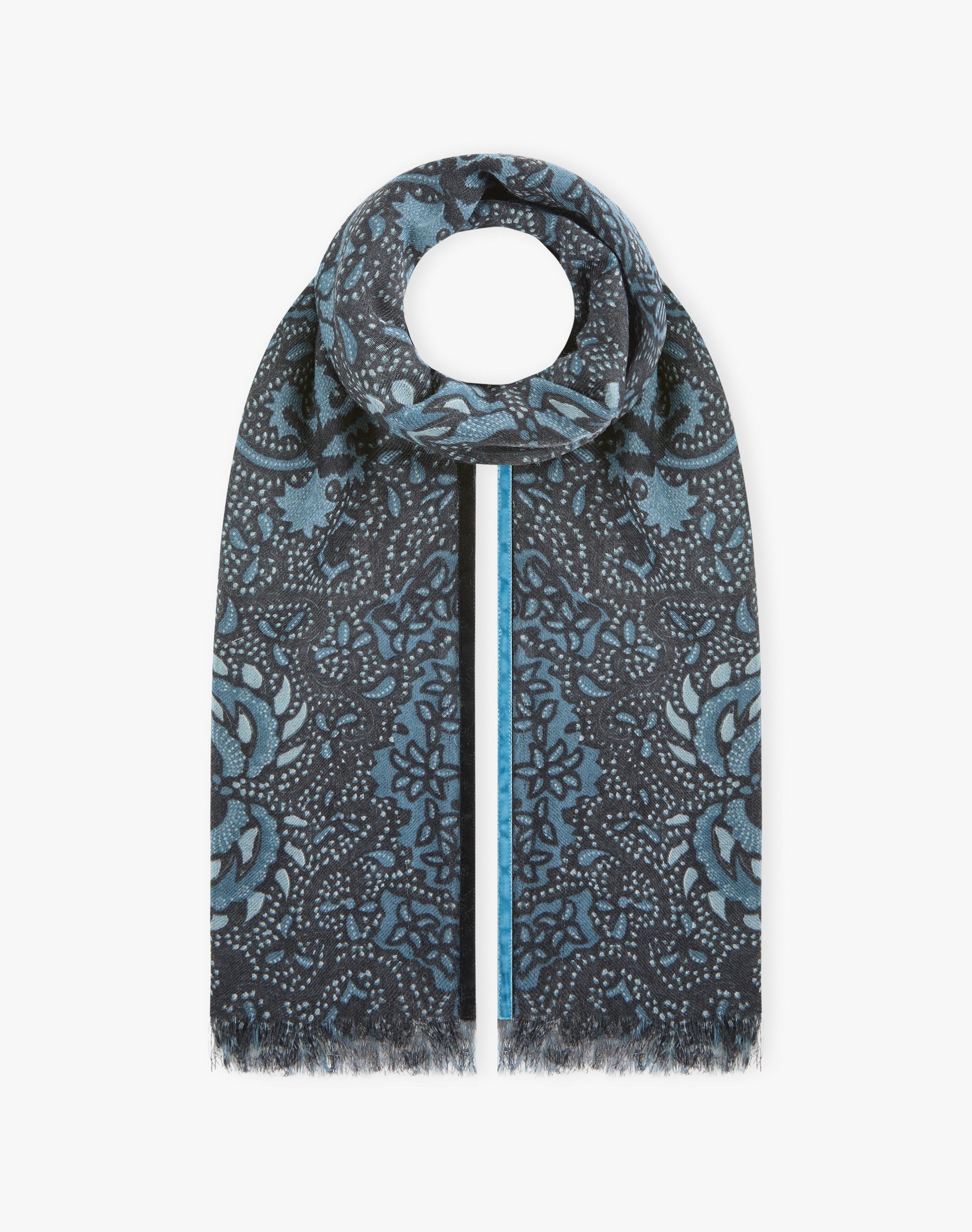 Velvet Trim Botanic Wool Stole