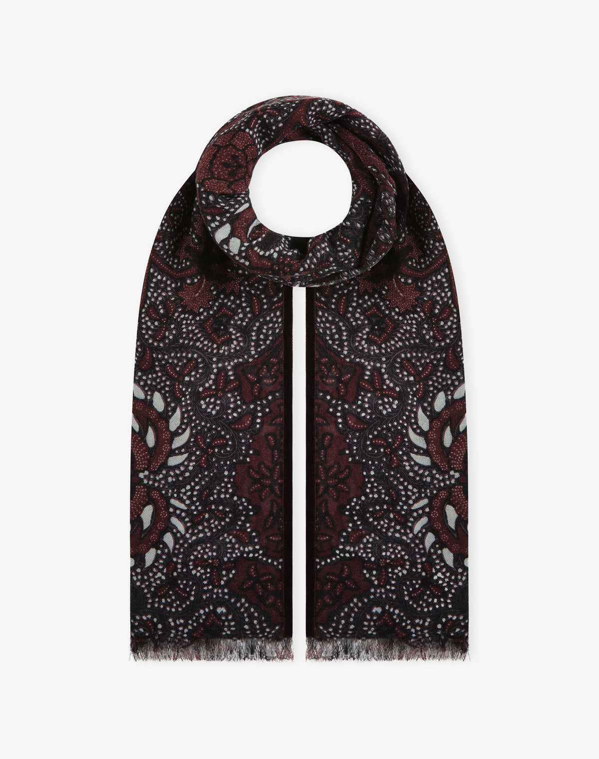 Velvet Trim Botanic Wool Stole