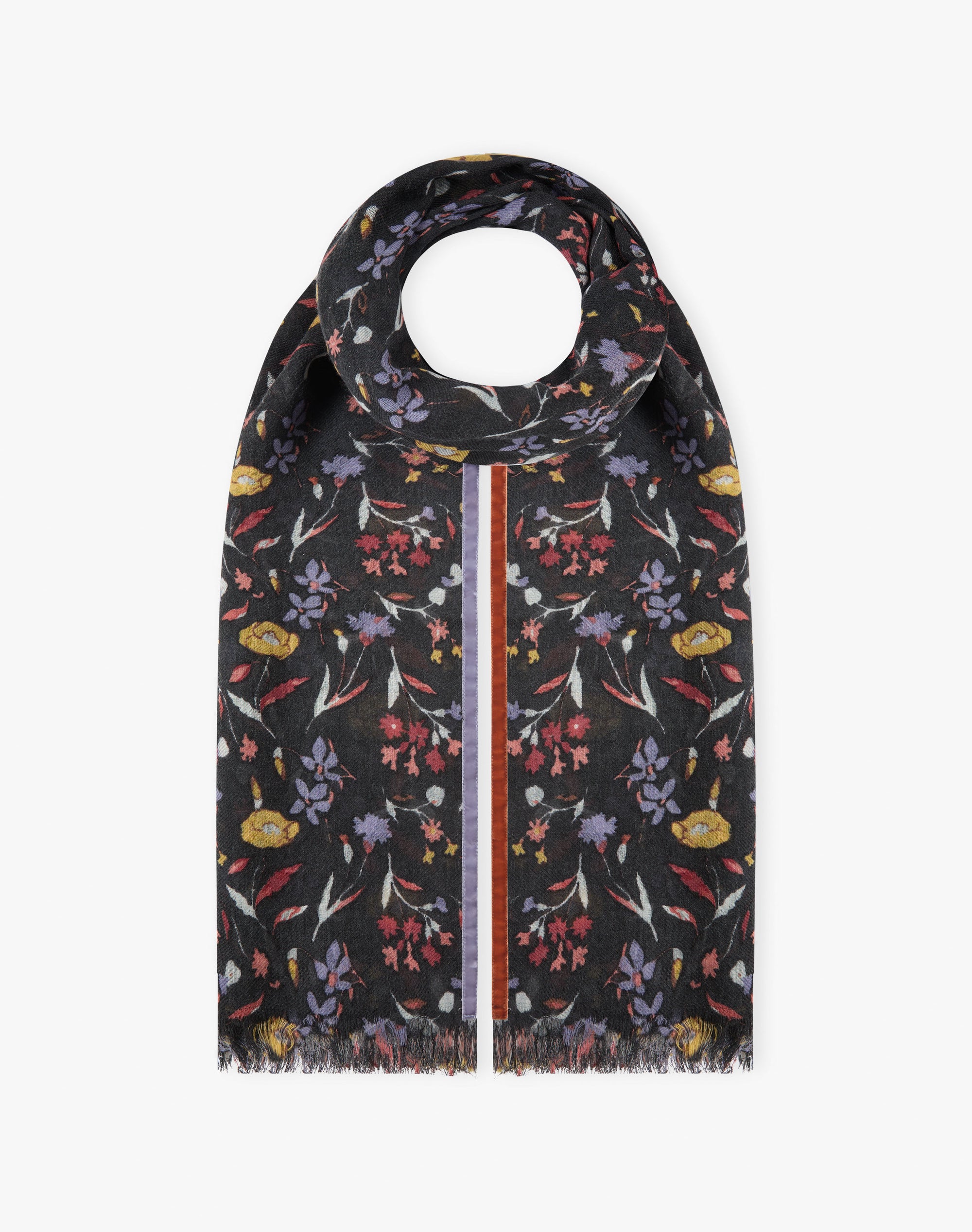 Velvet Trim Botanic Wool Stole
