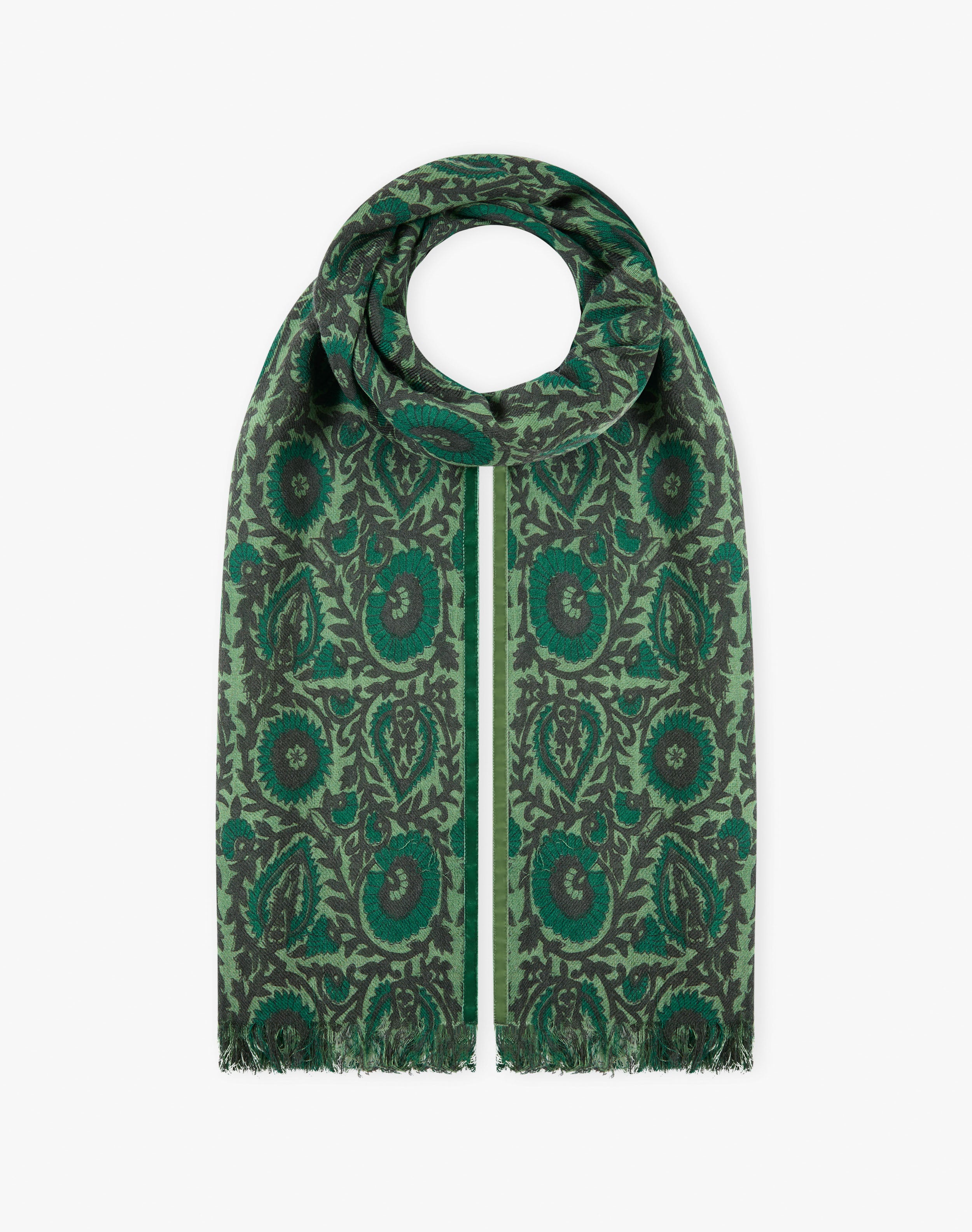 Velvet Trim Botanic Wool Stole