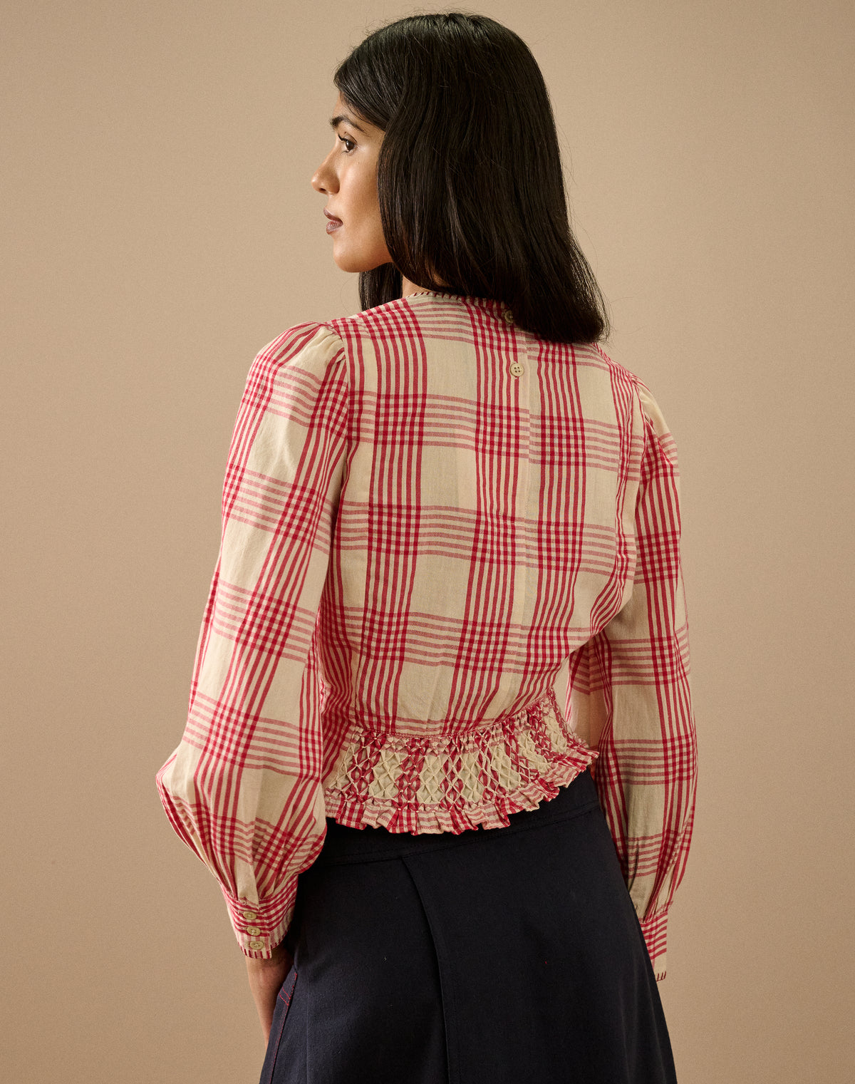 The Check Smocked Top