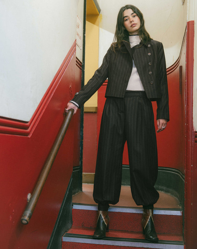The Wool Pin Stripe Trousers