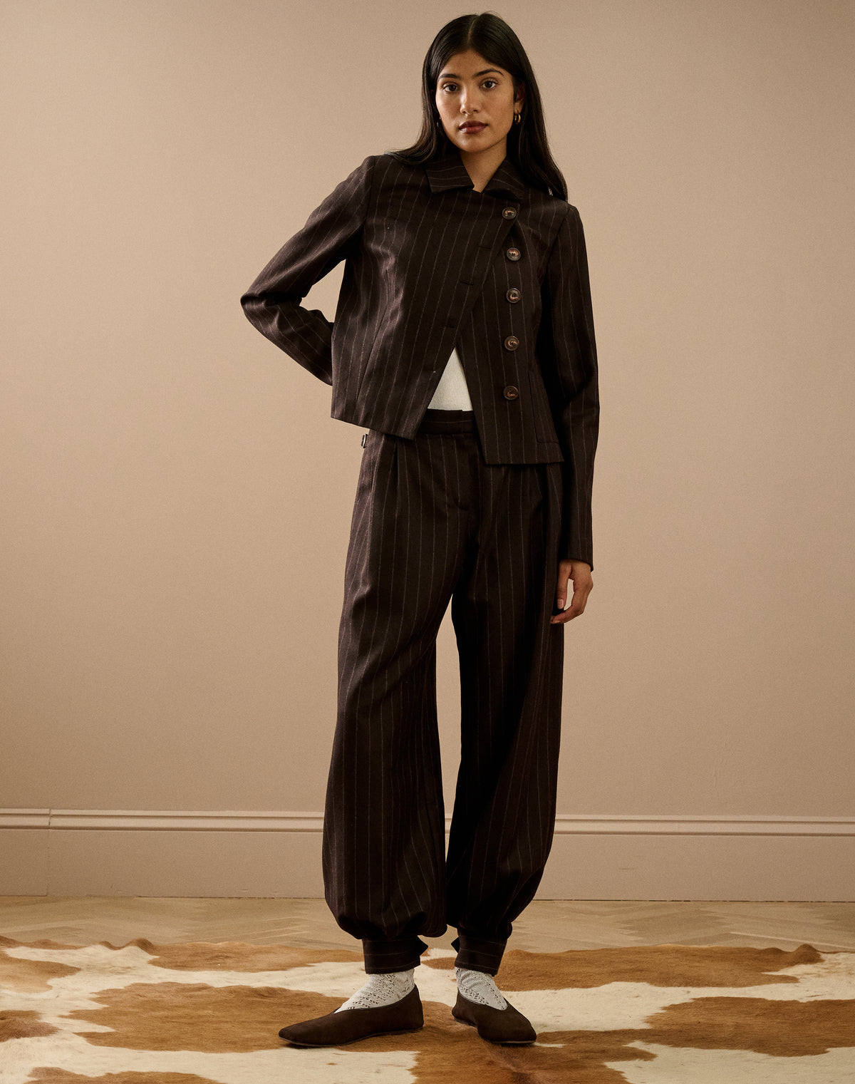 The Wool Pin Stripe Trousers